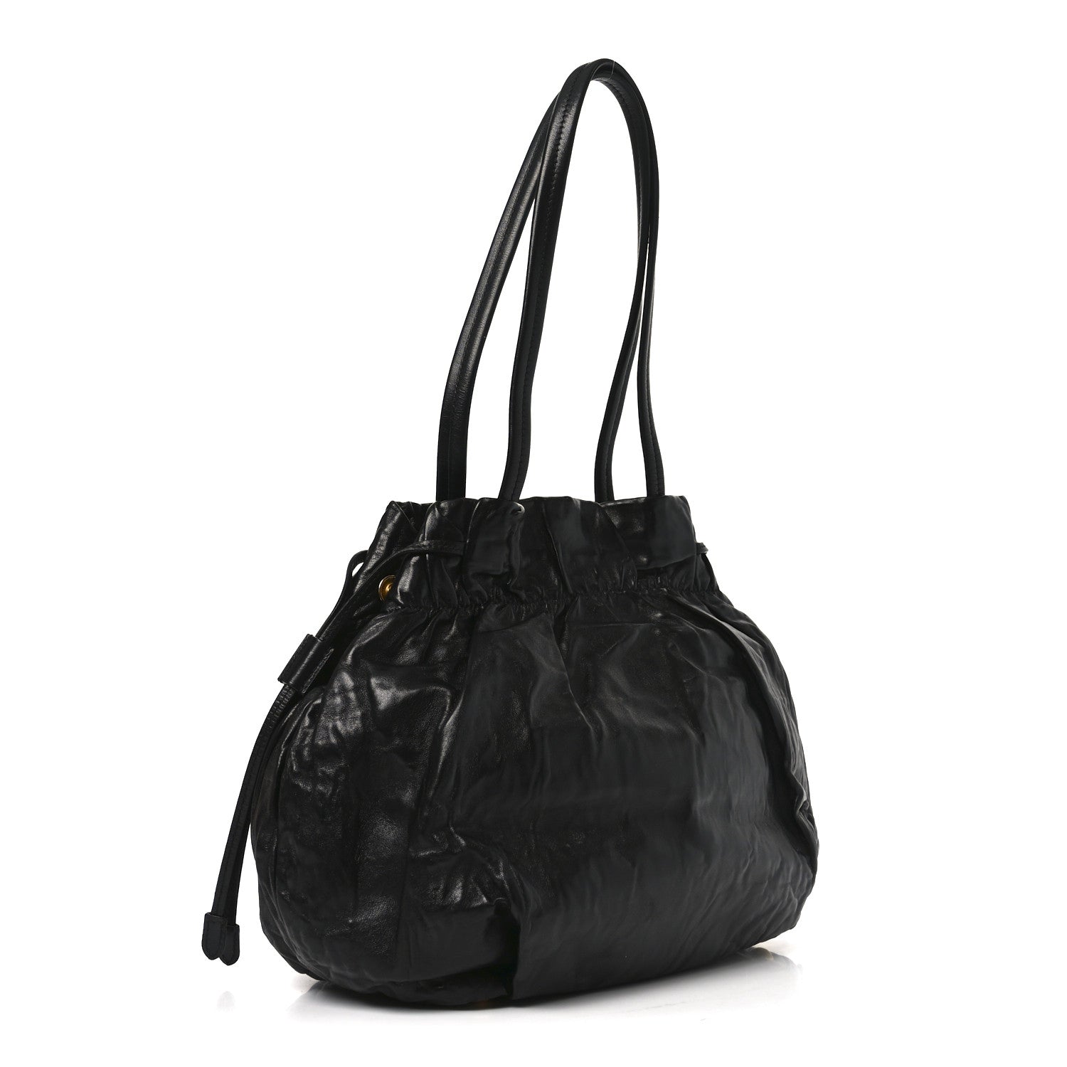 Nappa Antique Drawstring Tote Black
