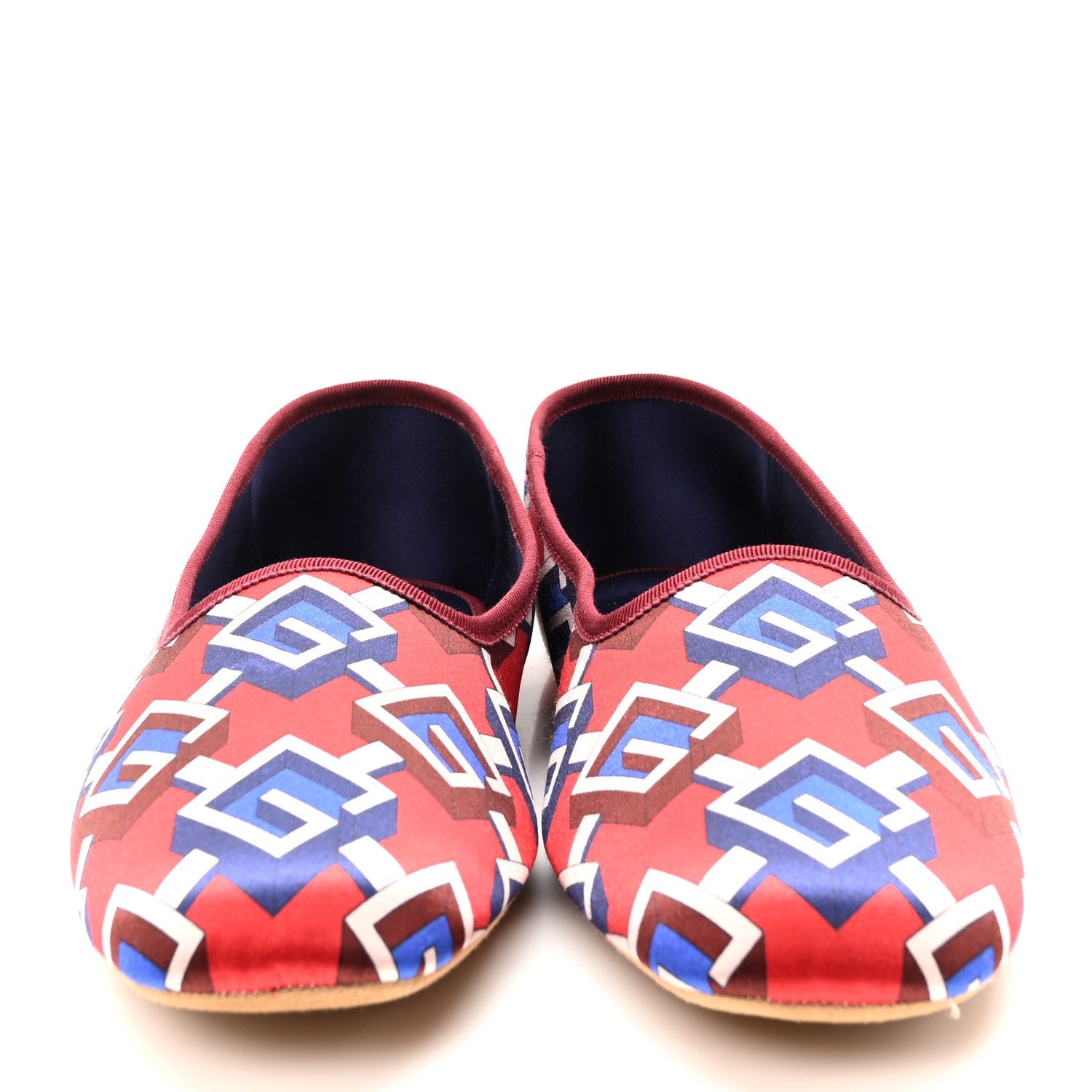Silk Geometric G Mens Slippers 9 Red Blue