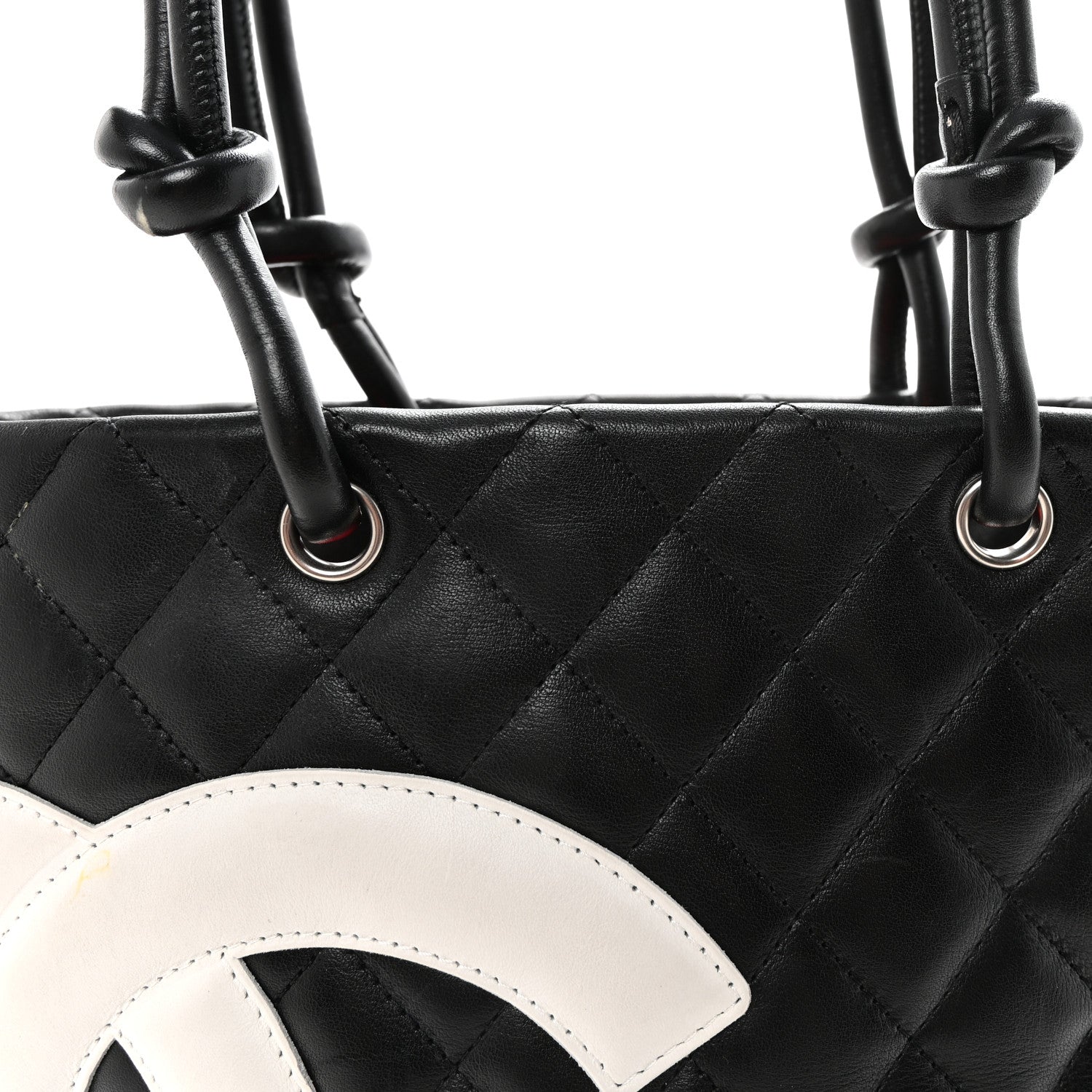 Calfskin Quilted Medium Cambon Tote Black White
