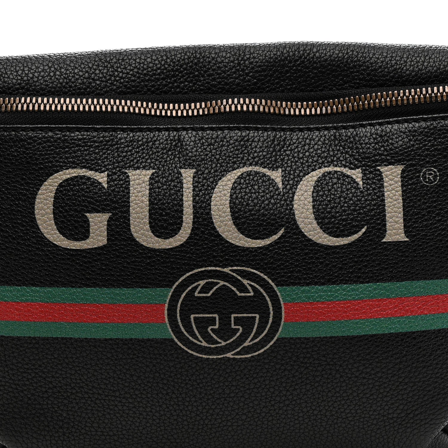 Grained Calfskin Logo Belt Bag Black