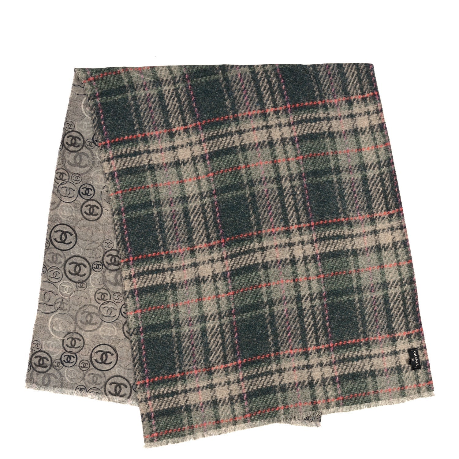Cashmere CC Plaid Scarf Grey Multicolor