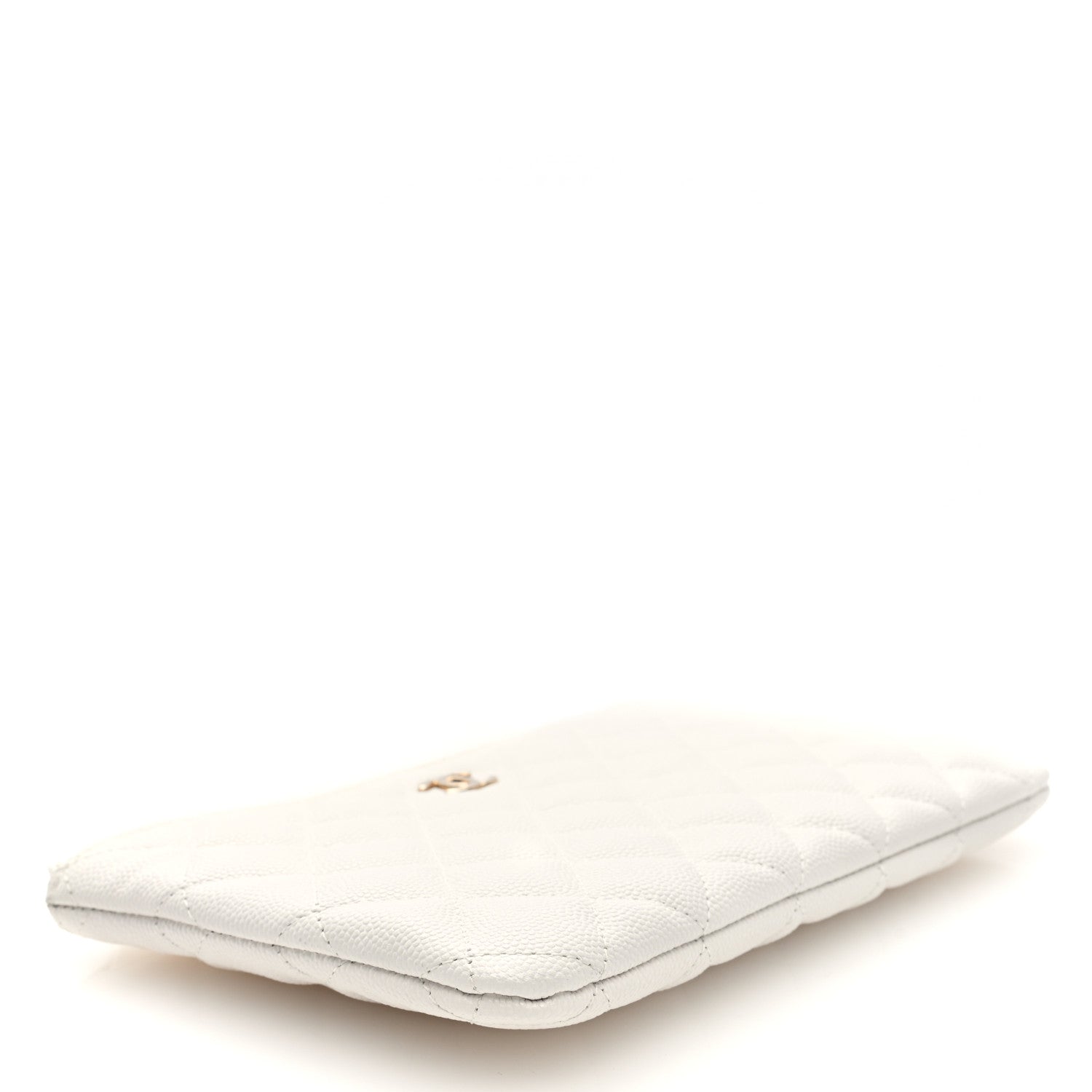 Caviar Quilted Cosmetic Case White
