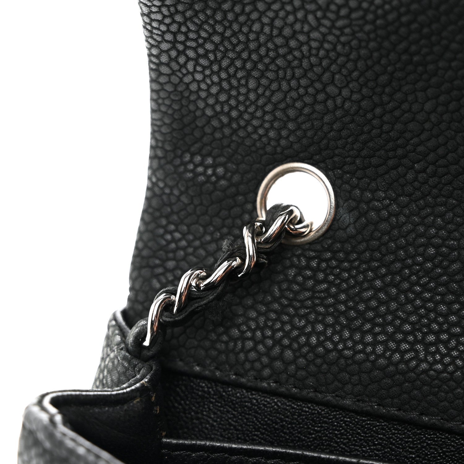 Iridescent Caviar Quilted Extra Mini Flap Black