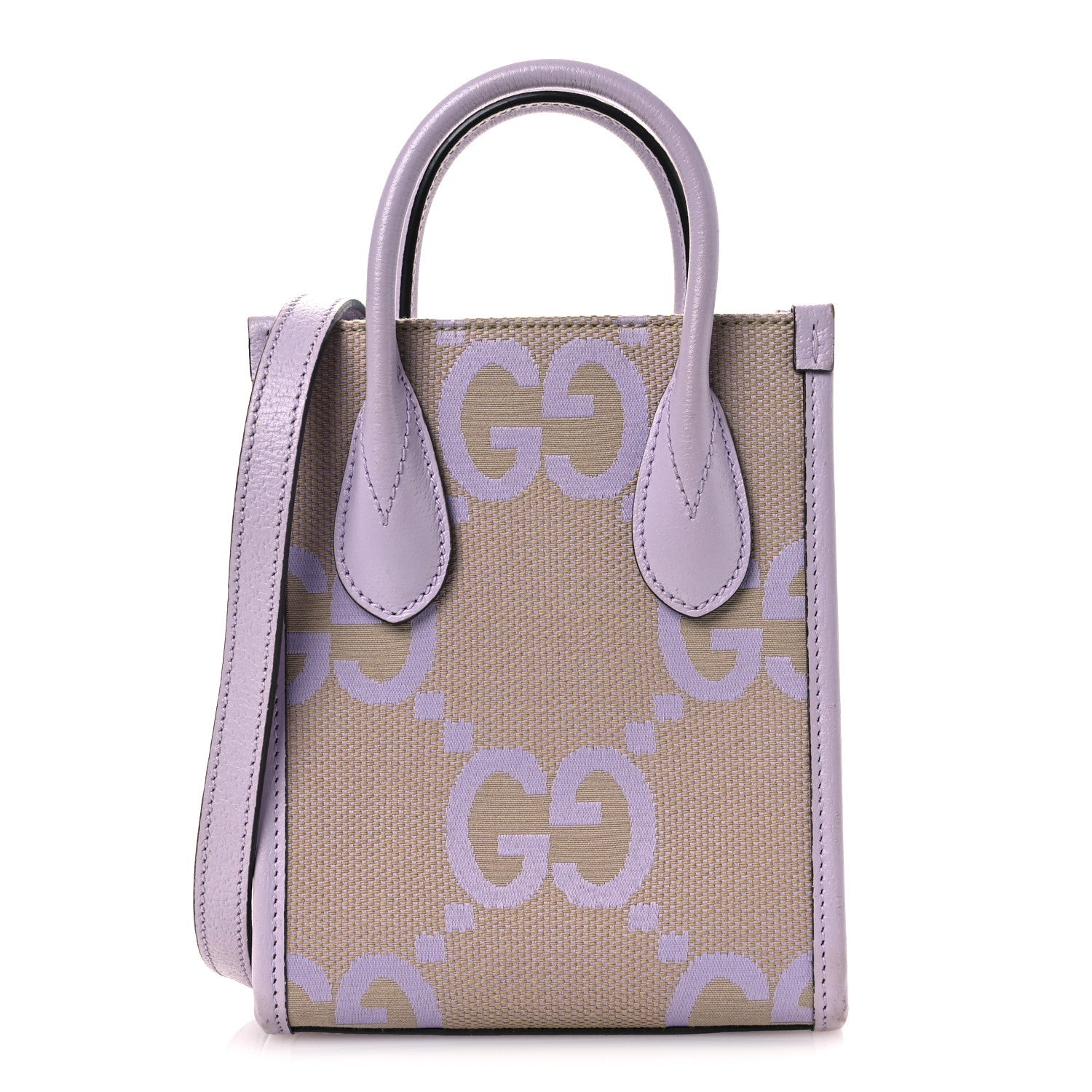 Monogram Jumbo GG Textured Dollar Calfskin Mini Tote Bag Beige Lapis