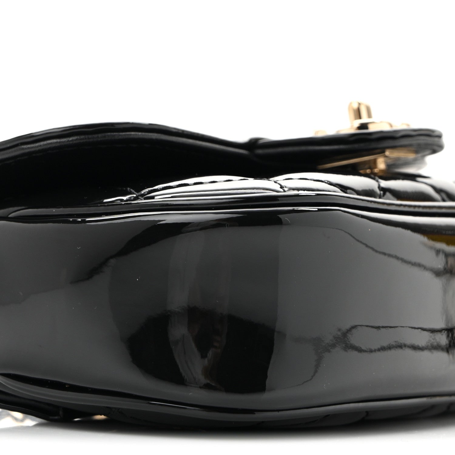 Patent Calfskin Quilted Mini Clutch Black