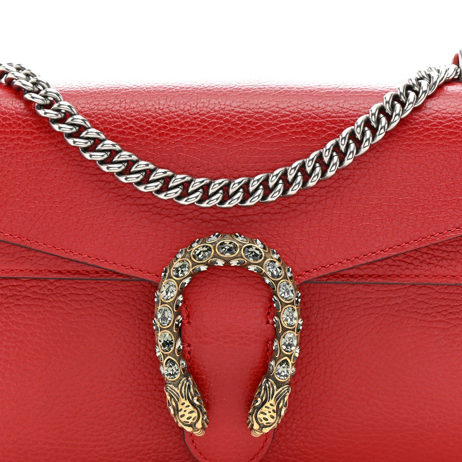 Dollar Calfskin Swarovski Crystal Small Dionysus Shoulder Bag Hibiscus Red