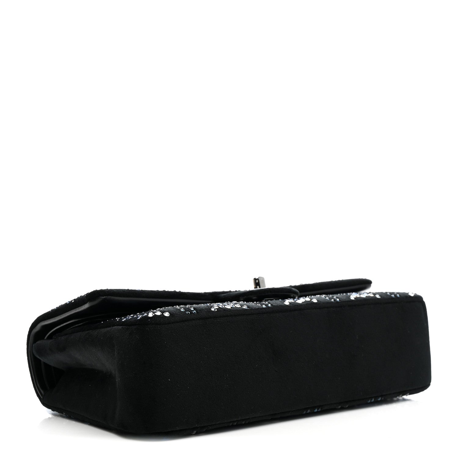 Velvet Crystal Medium Double Flap Black