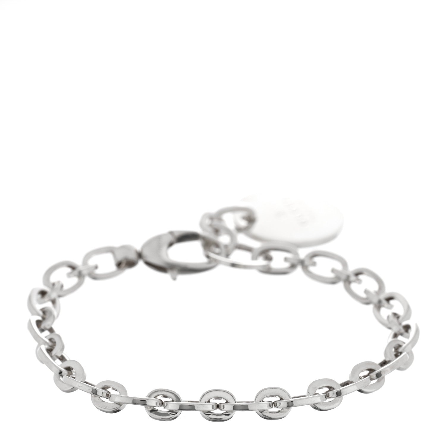 Sterling Silver Link Round Charm Bracelet