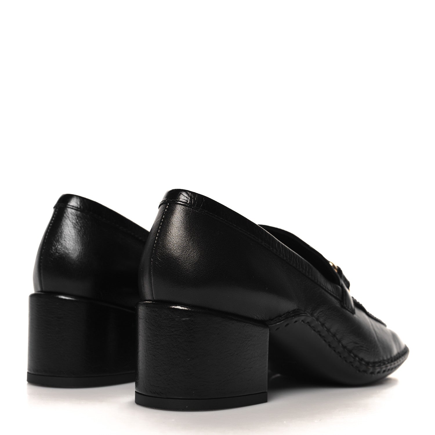 Shiny Calfskin Metal CC Loafers 37 Black
