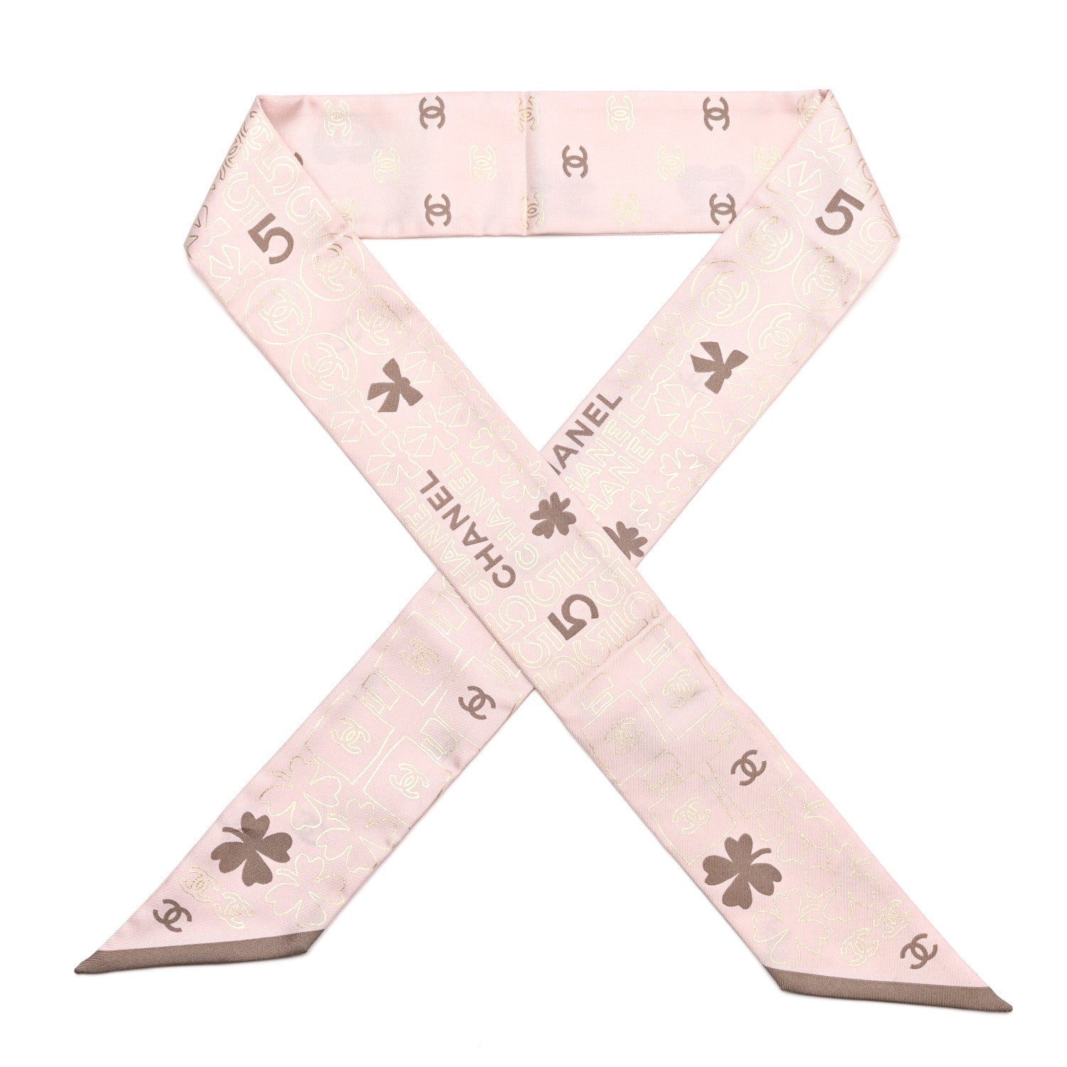 Silk CC Charms Slim Bandeau Scarf Pink