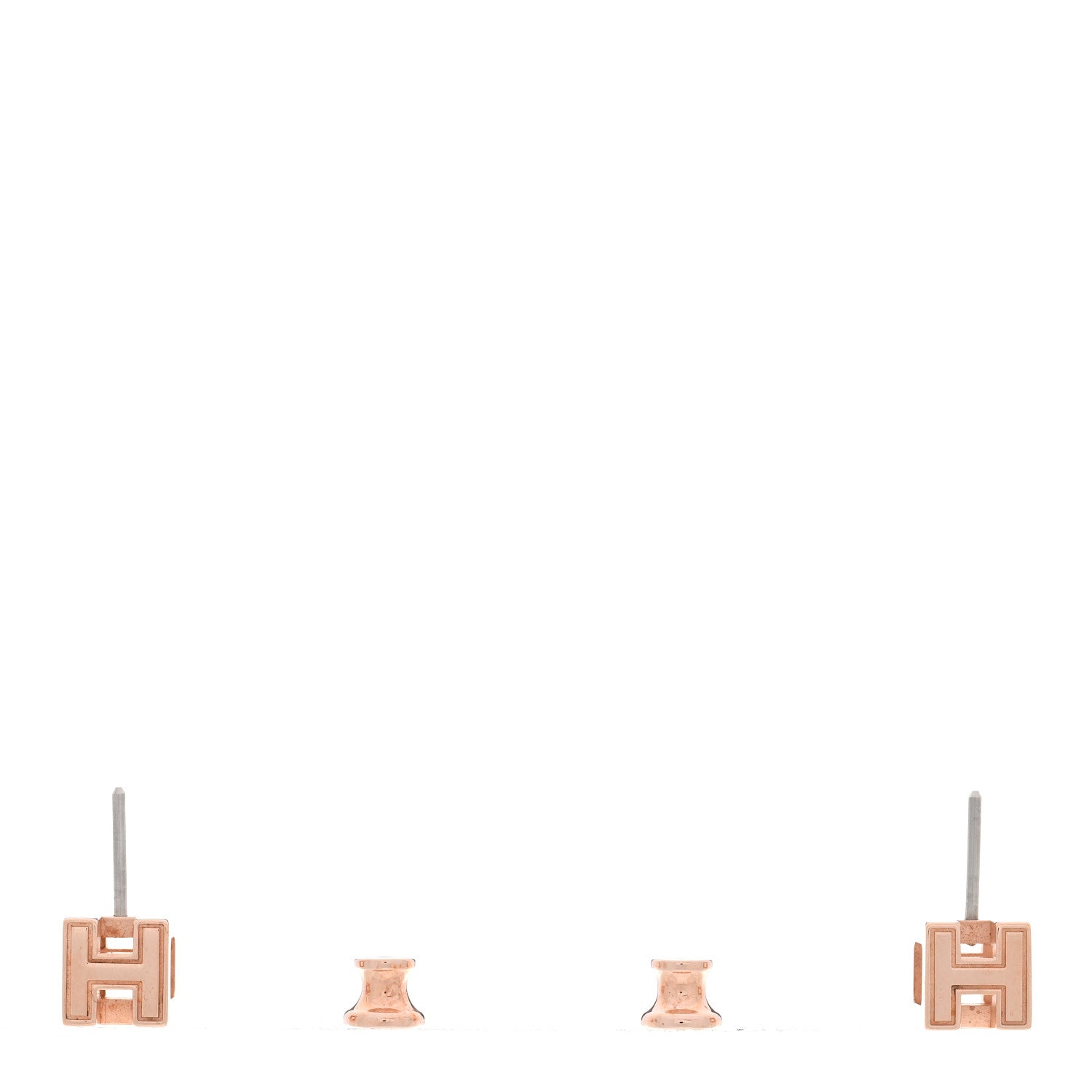 Rose Gold Lacquered Cage d'H Earrings White