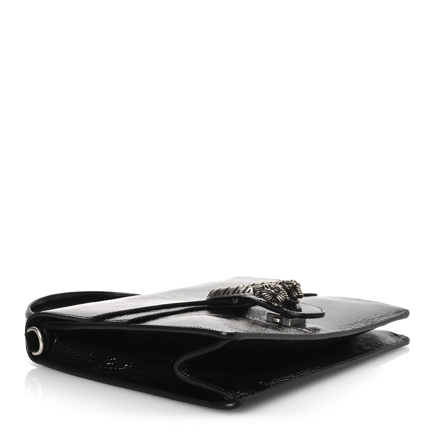 Crinkled Patent Medium Dionysus Top Handle Bag Black