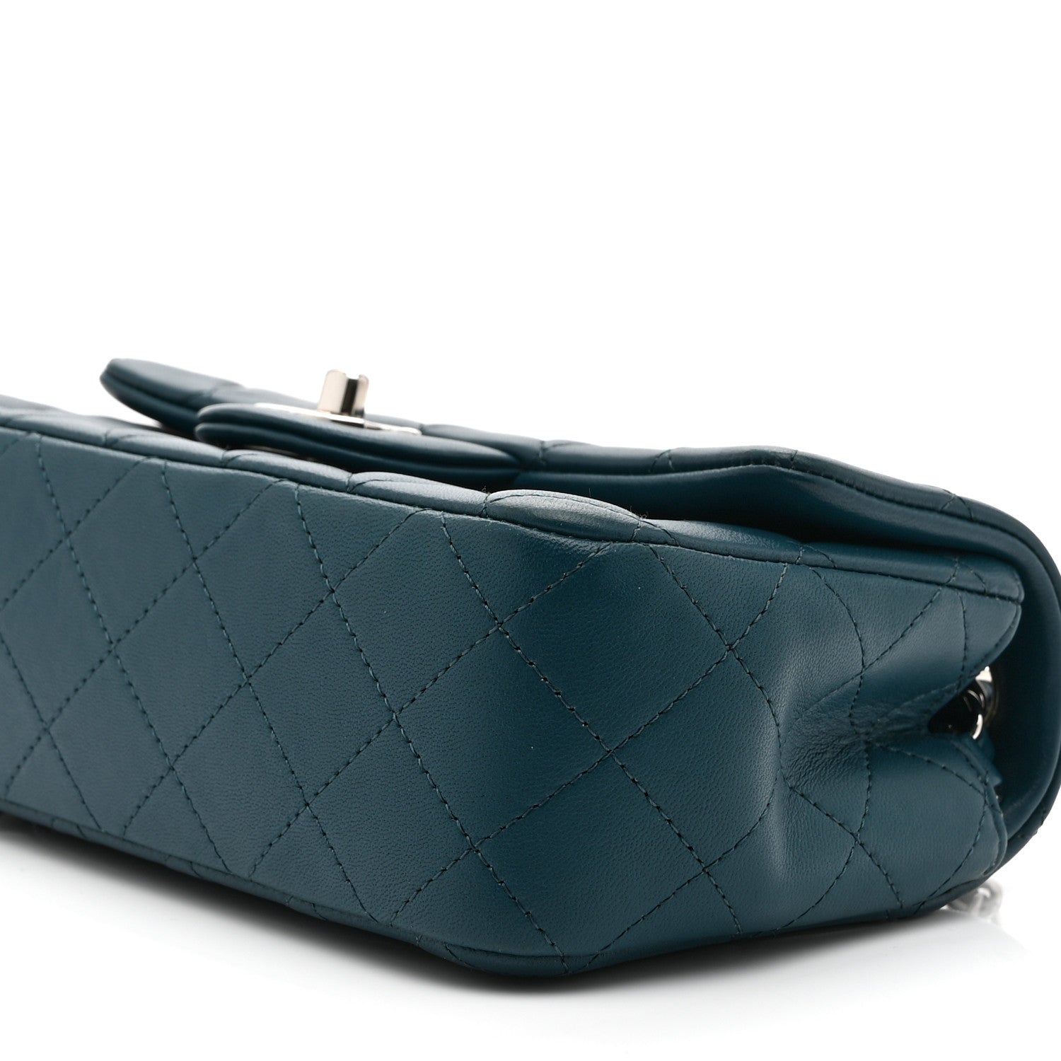 Lambskin Quilted Mini Rectangular Flap Dark Blue