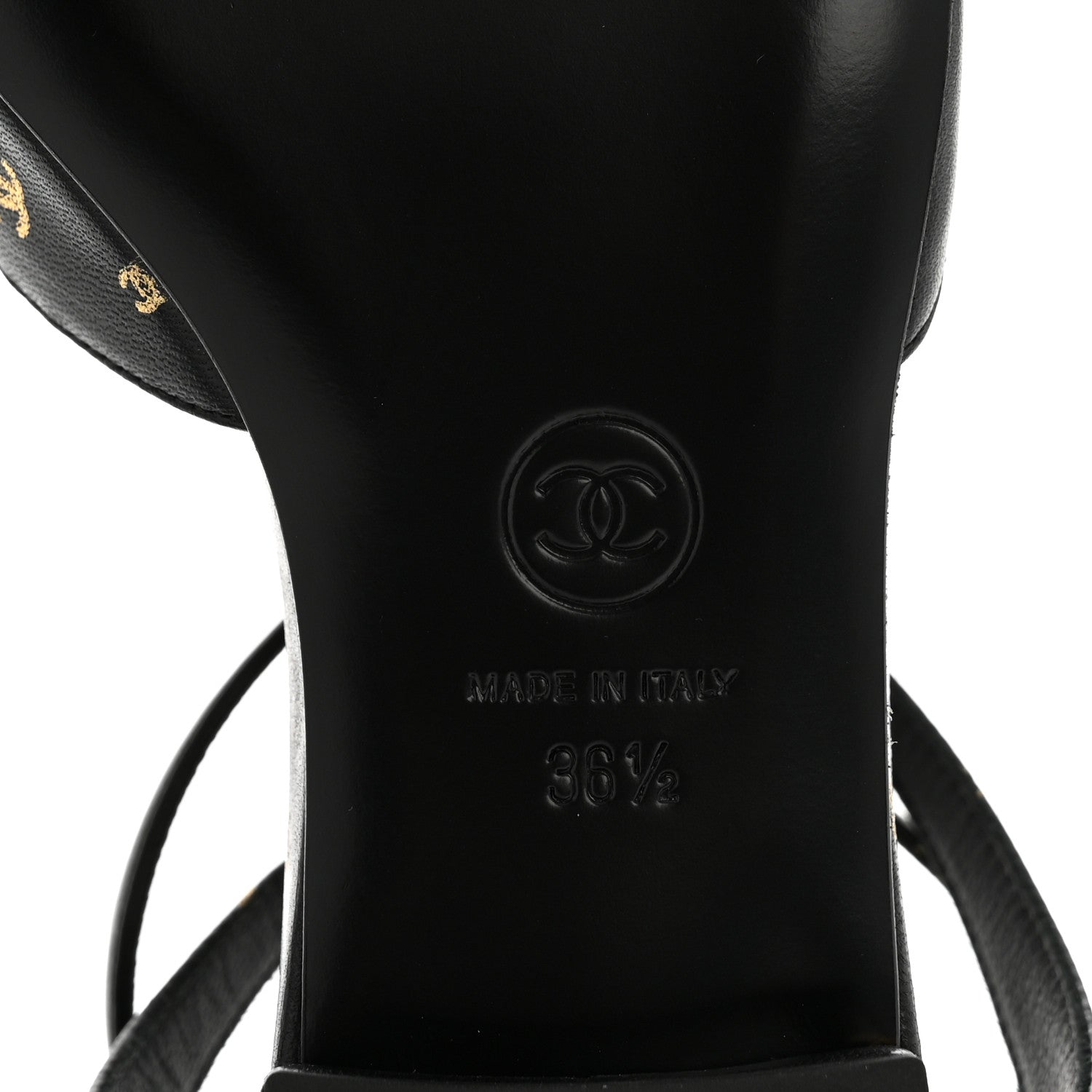 Printed Lambskin Patent Calfskin Cap Toe CC Slingbacks 36.5 Black Gold