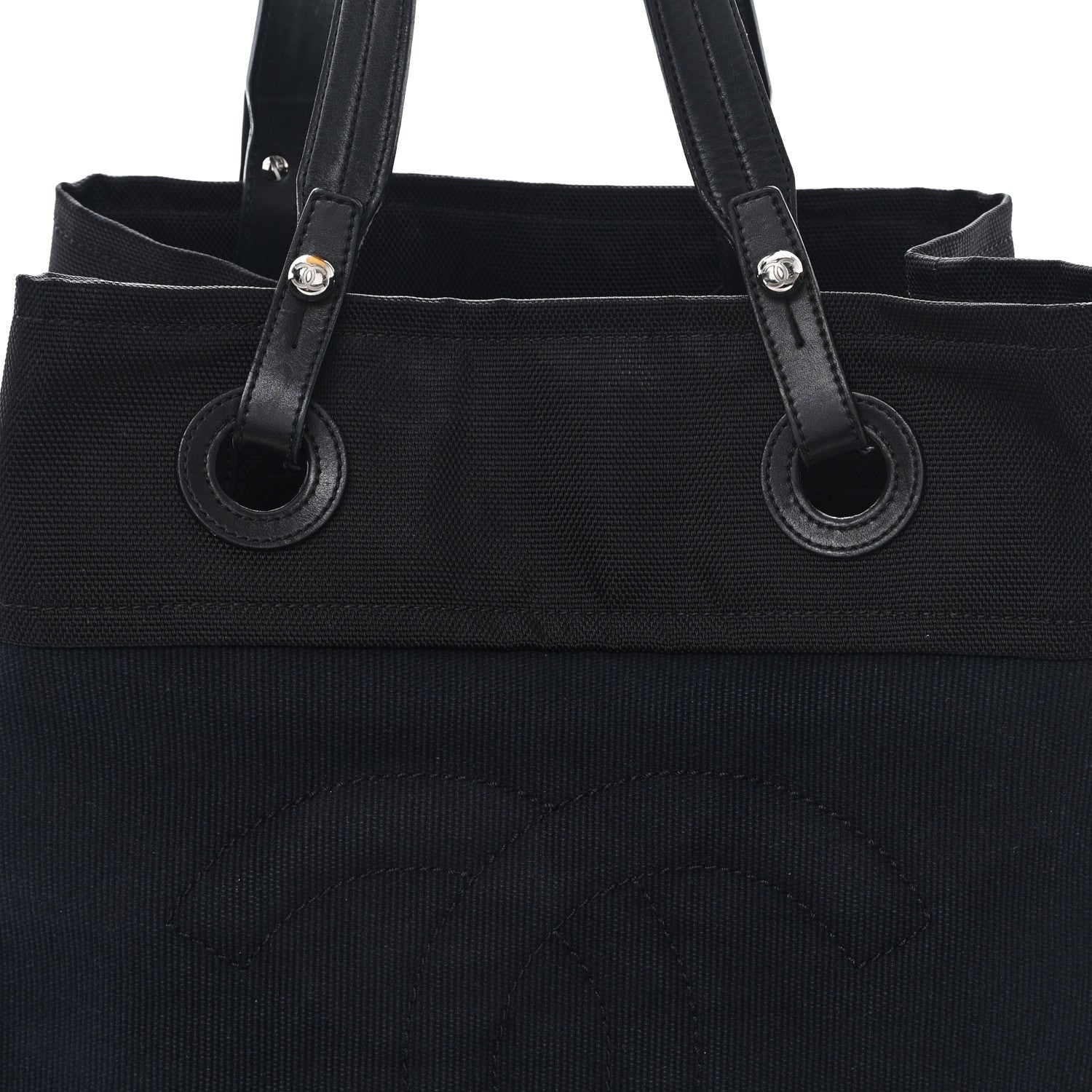 Lambskin Canvas CC Shopping Tote Black
