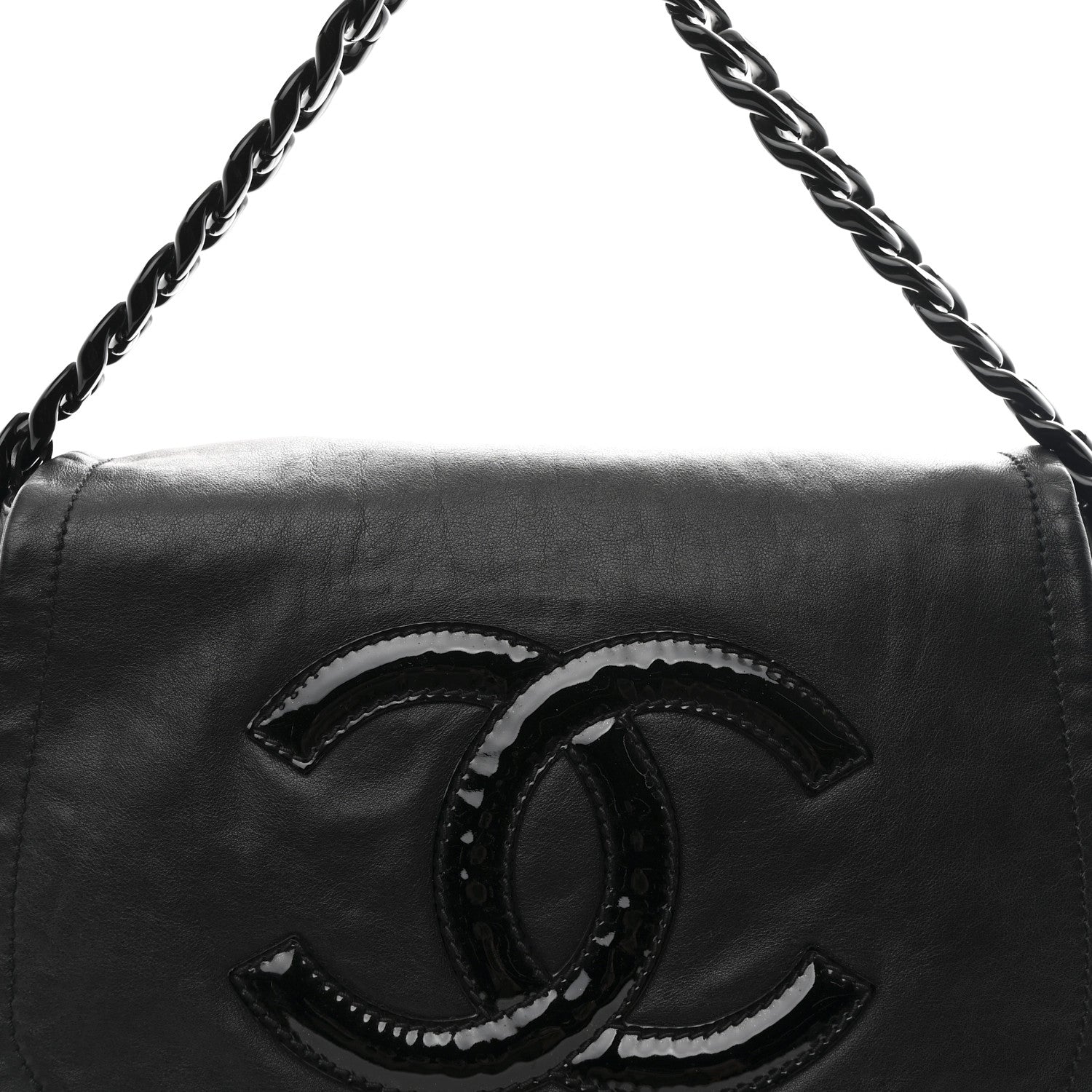 Calfskin Modern Chain Rhodoid Flap Black