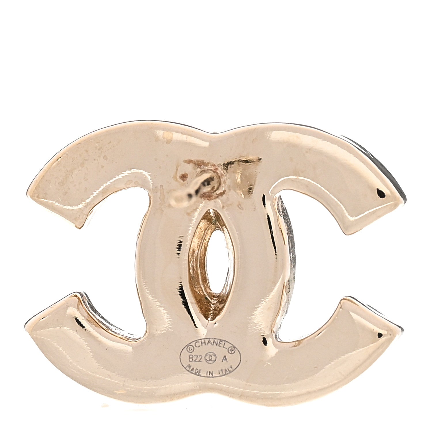 Enamel CC Earrings Gold White