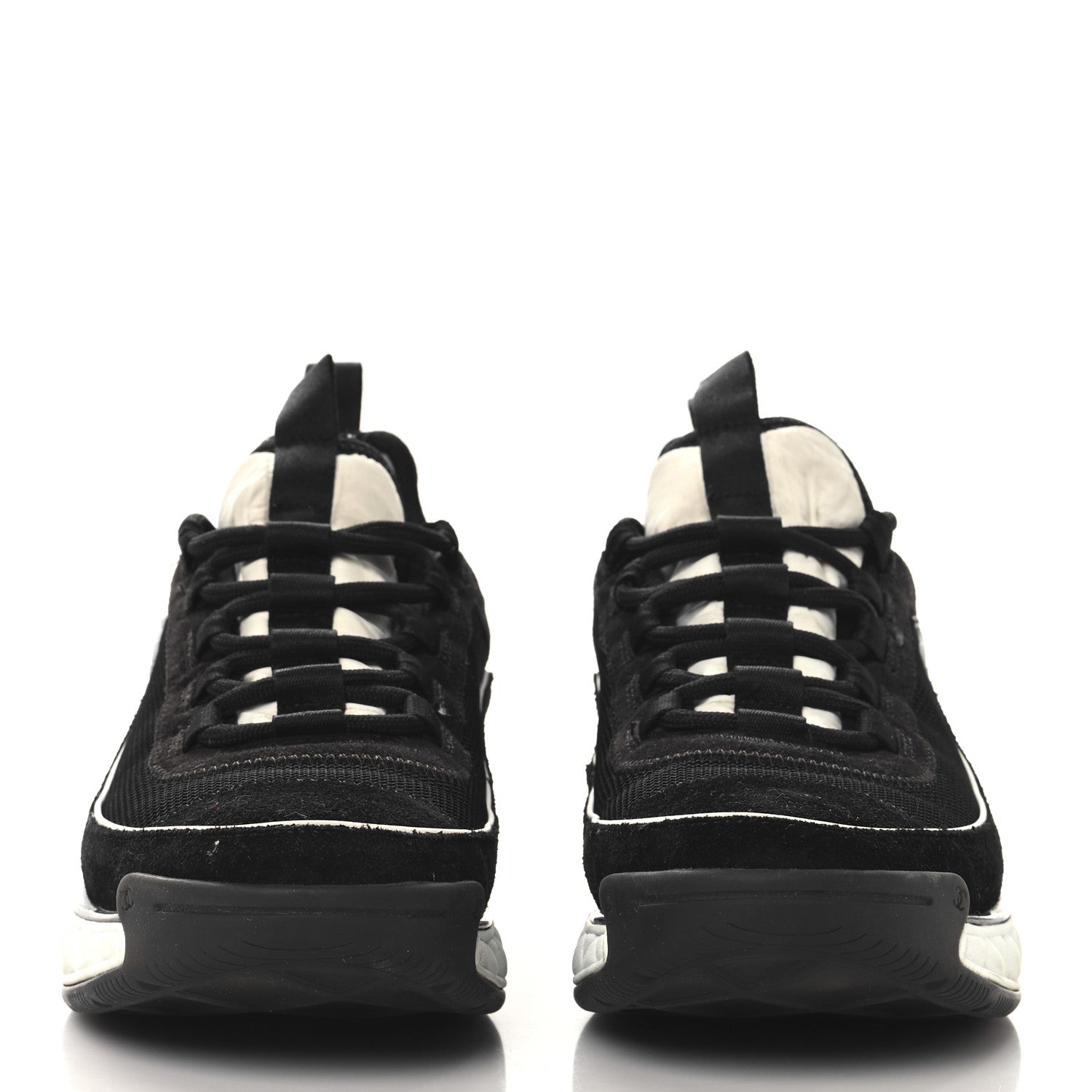 Velvet Calfskin Mixed Fibers CC Sneakers 40 Black