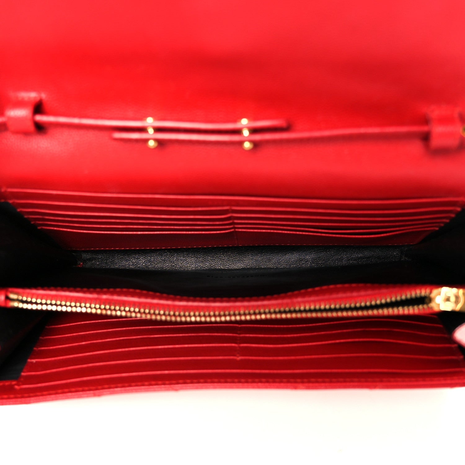 Grain De Poudre Matelasse Chevron Monogram Chain Wallet Red