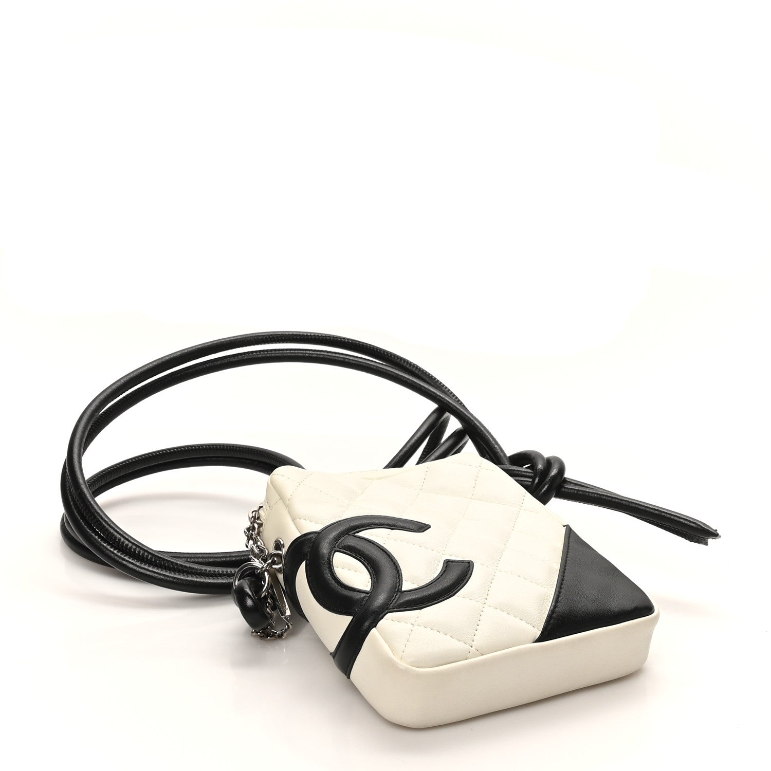 Calfskin Quilted Cambon Small Messenger White Black