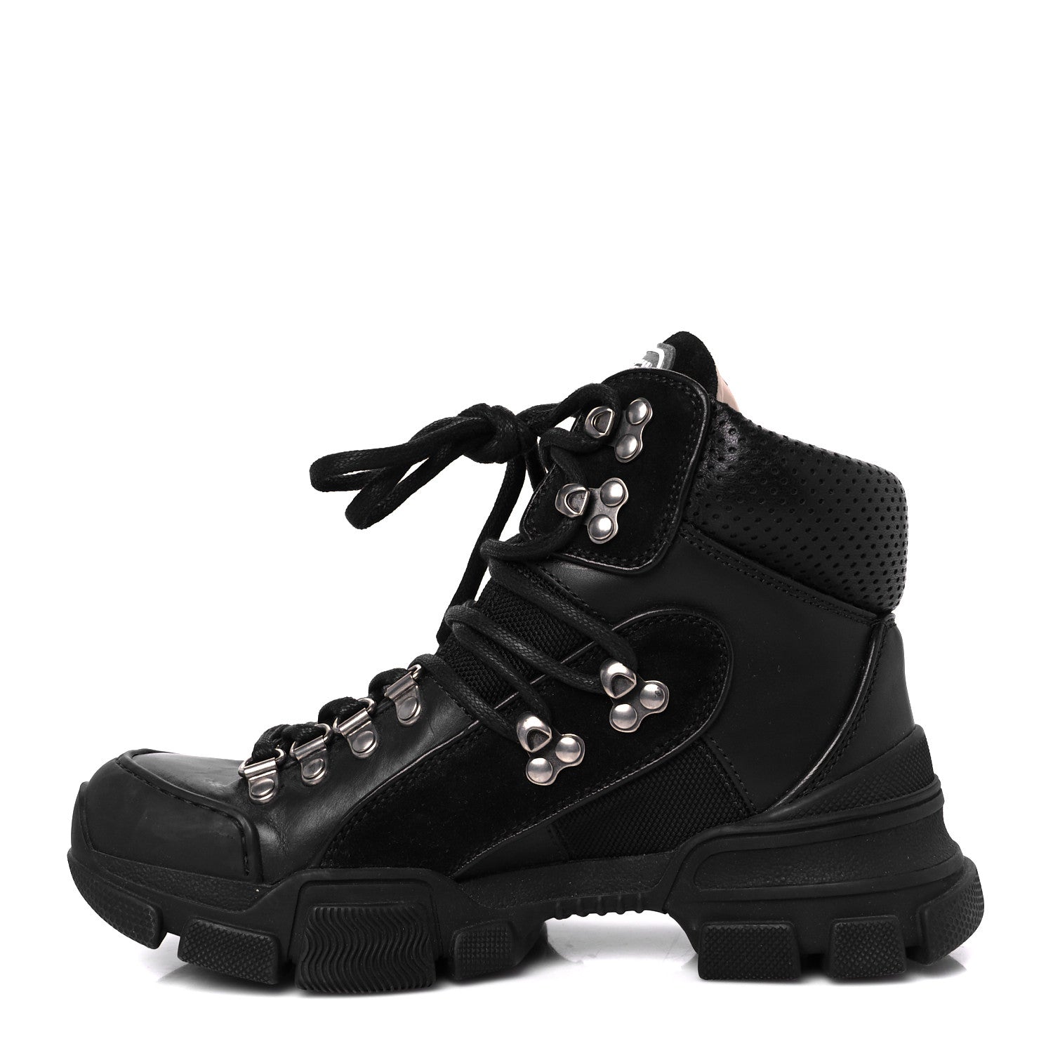 X SEGA Calfskin Suede Technical Canvas Womens Flashtrek High-Top Sneakers 35 Black