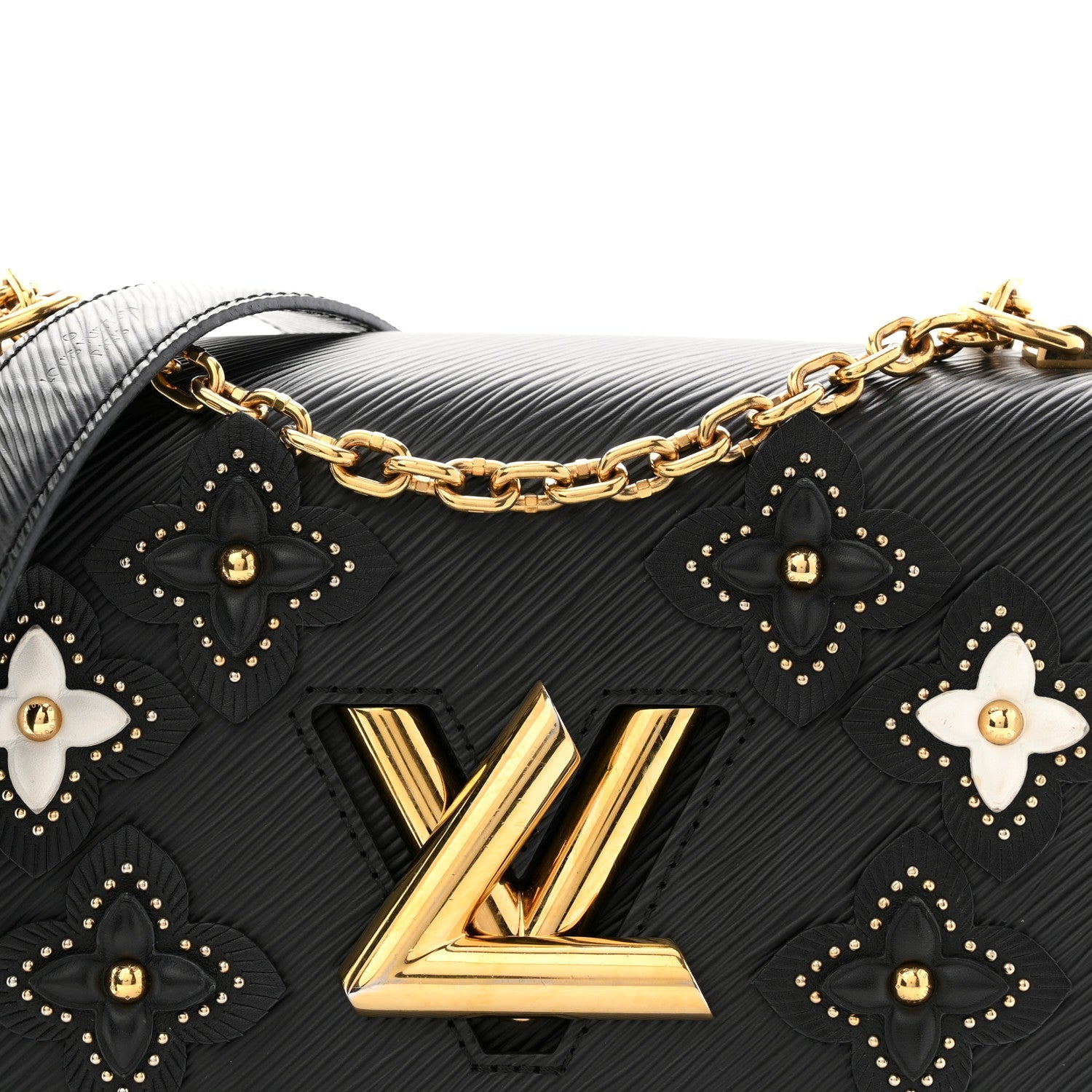 Epi Flowers Twist Shoulder Bag MM Black