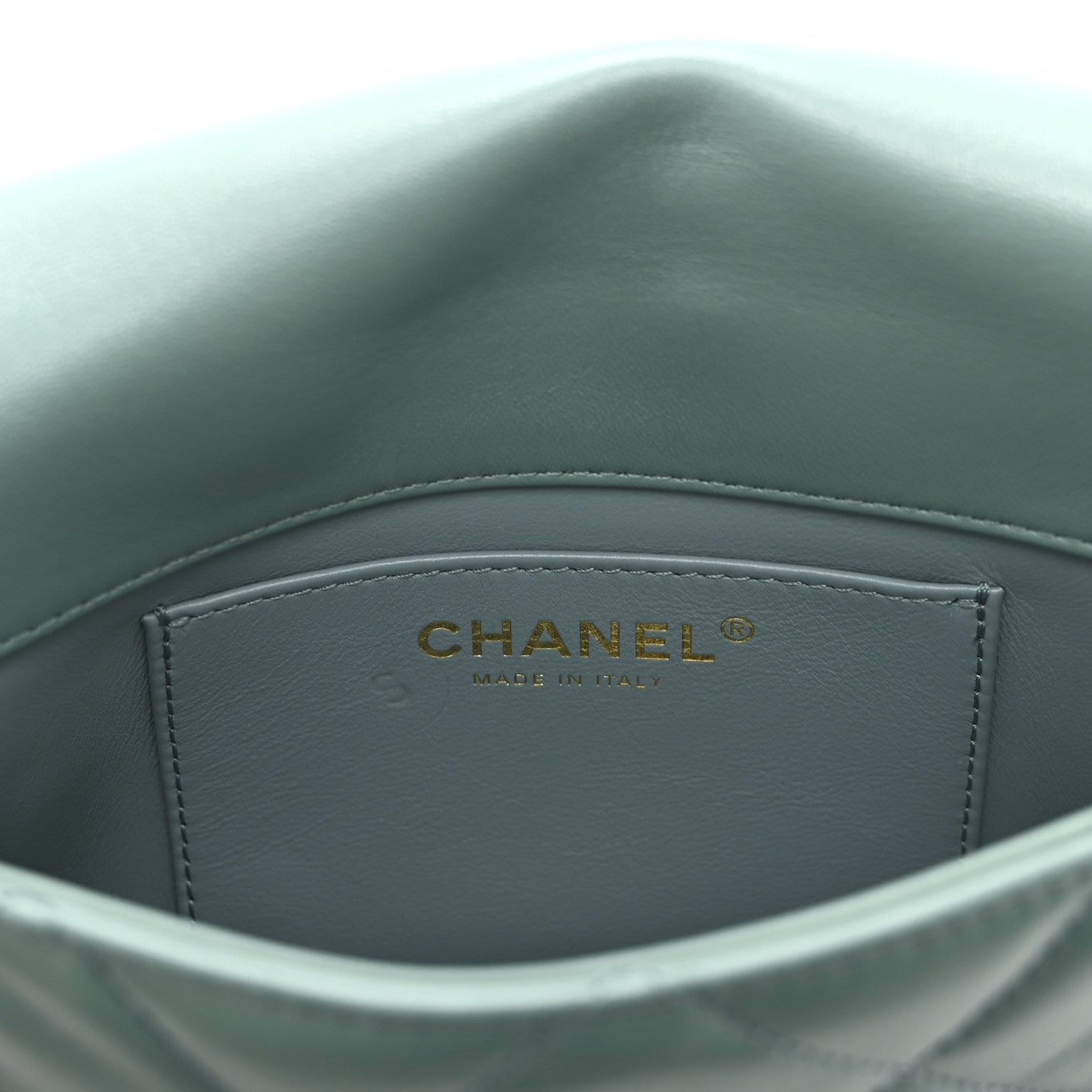 Lambskin Quilted Mini Chain Rows Flap  Green