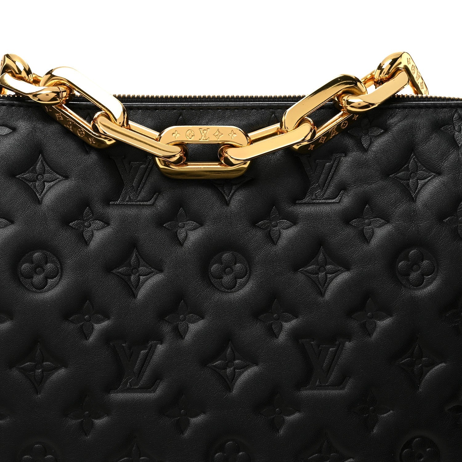Lambskin Embossed Monogram Coussin MM Black