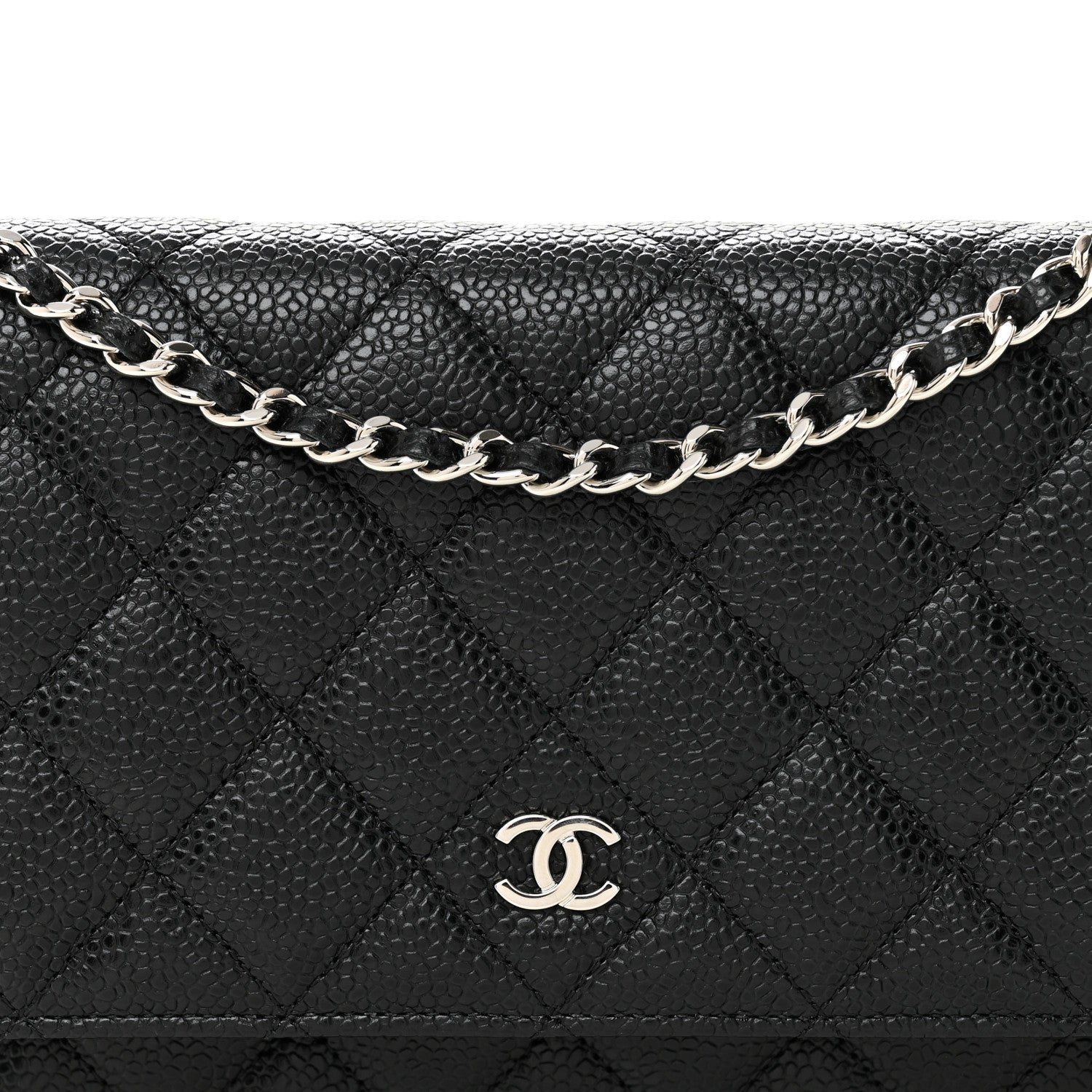 Caviar Quilted Wallet on Chain WOC Black