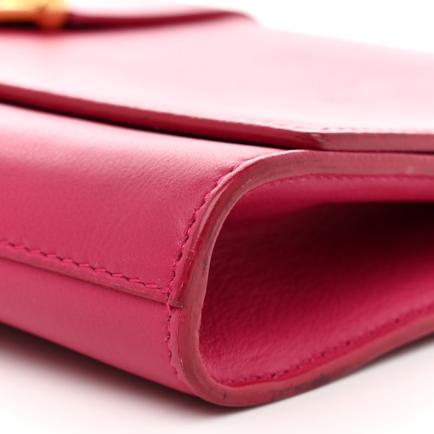 Calfskin Classic Y Ligne Clutch Fuchsia