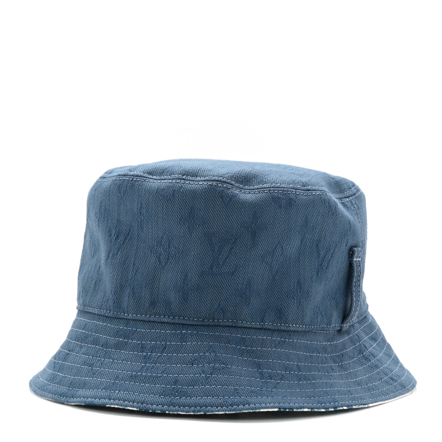 Cotton LV Play Monogram Aquagarden Reversible Bucket Hat Blue
