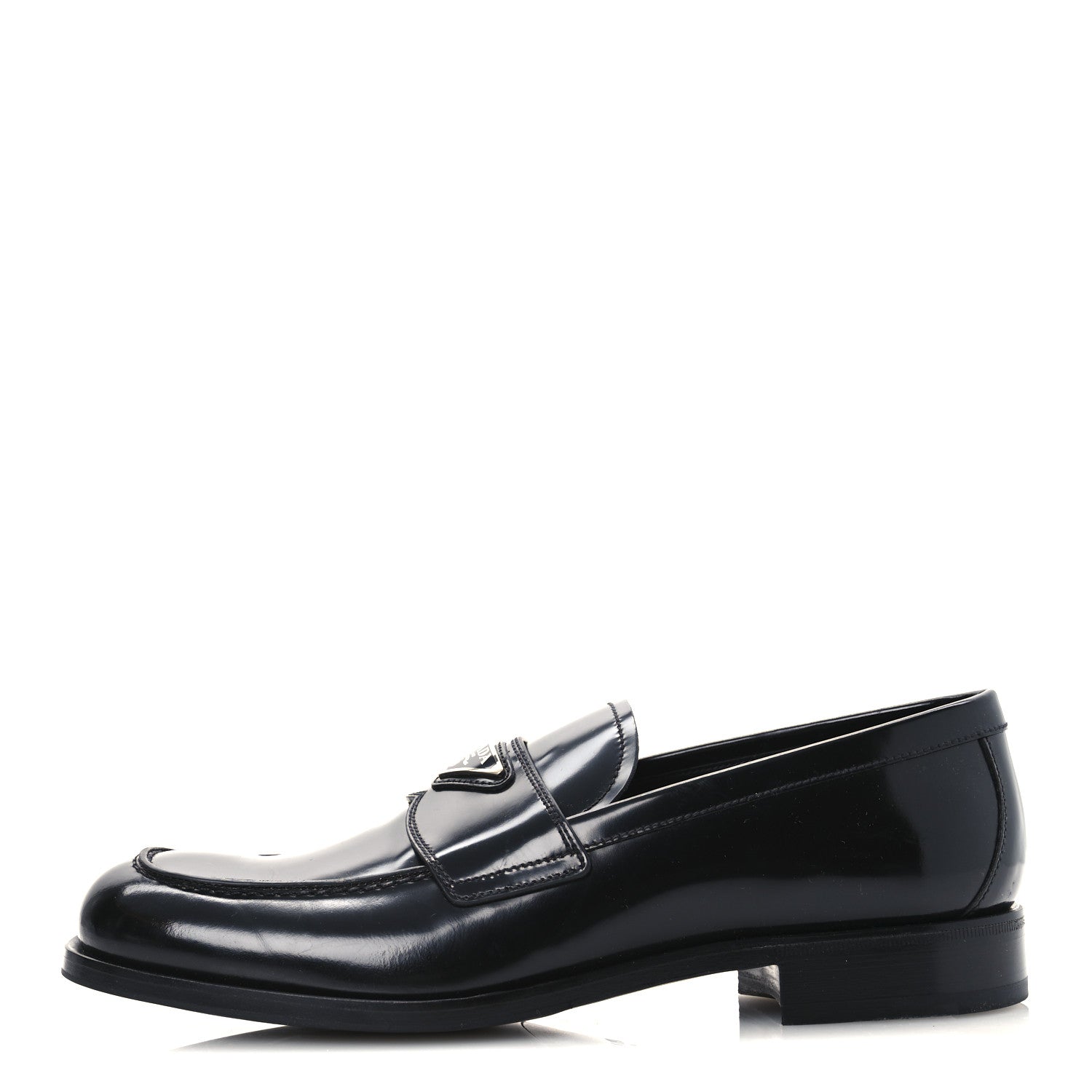 Spazzolato Fume Metal Triangle Logo Mens Loafers 8.5 Black