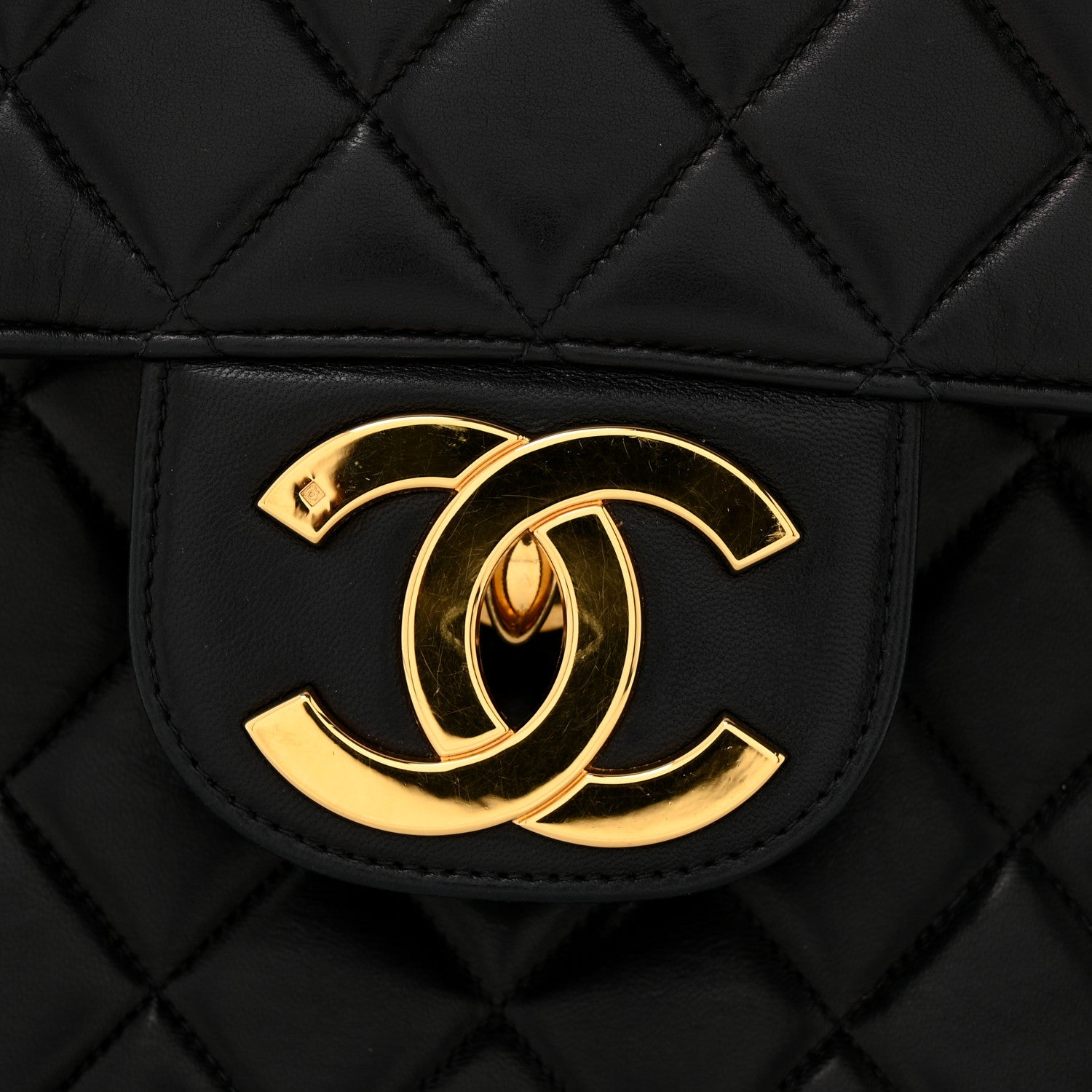 Lambskin Quilted XL Jumbo Single Flap Black