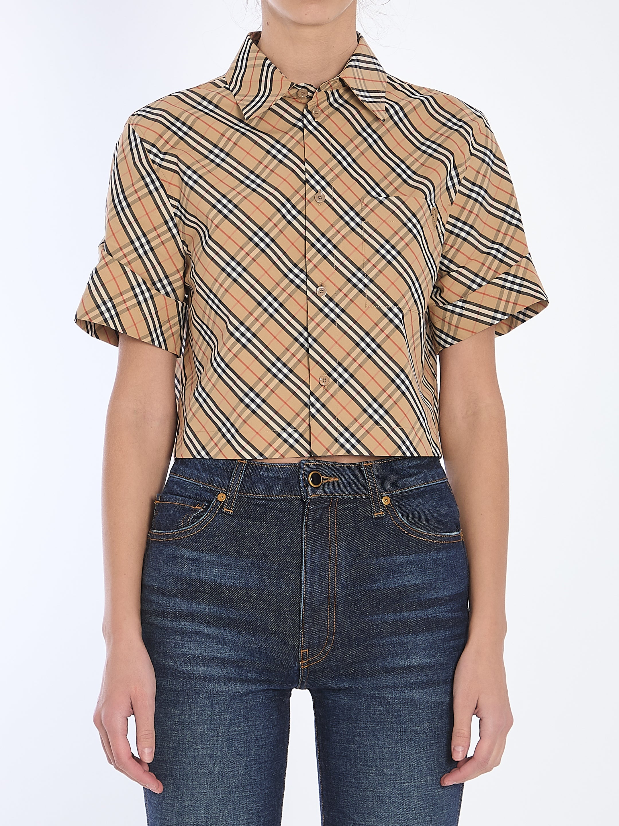 check cropped shirt