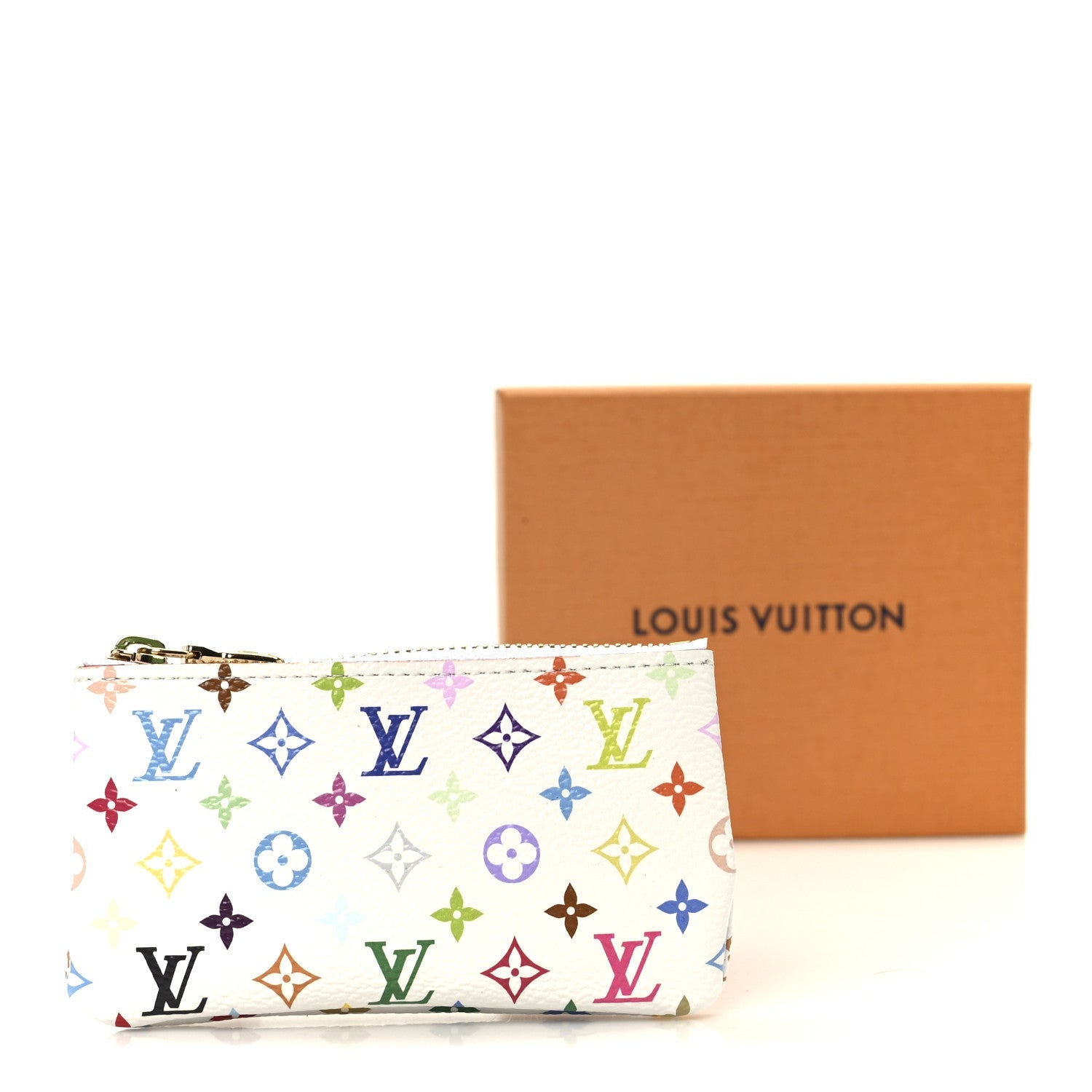 LV X TM Monogram Multicolor Key Pouch White