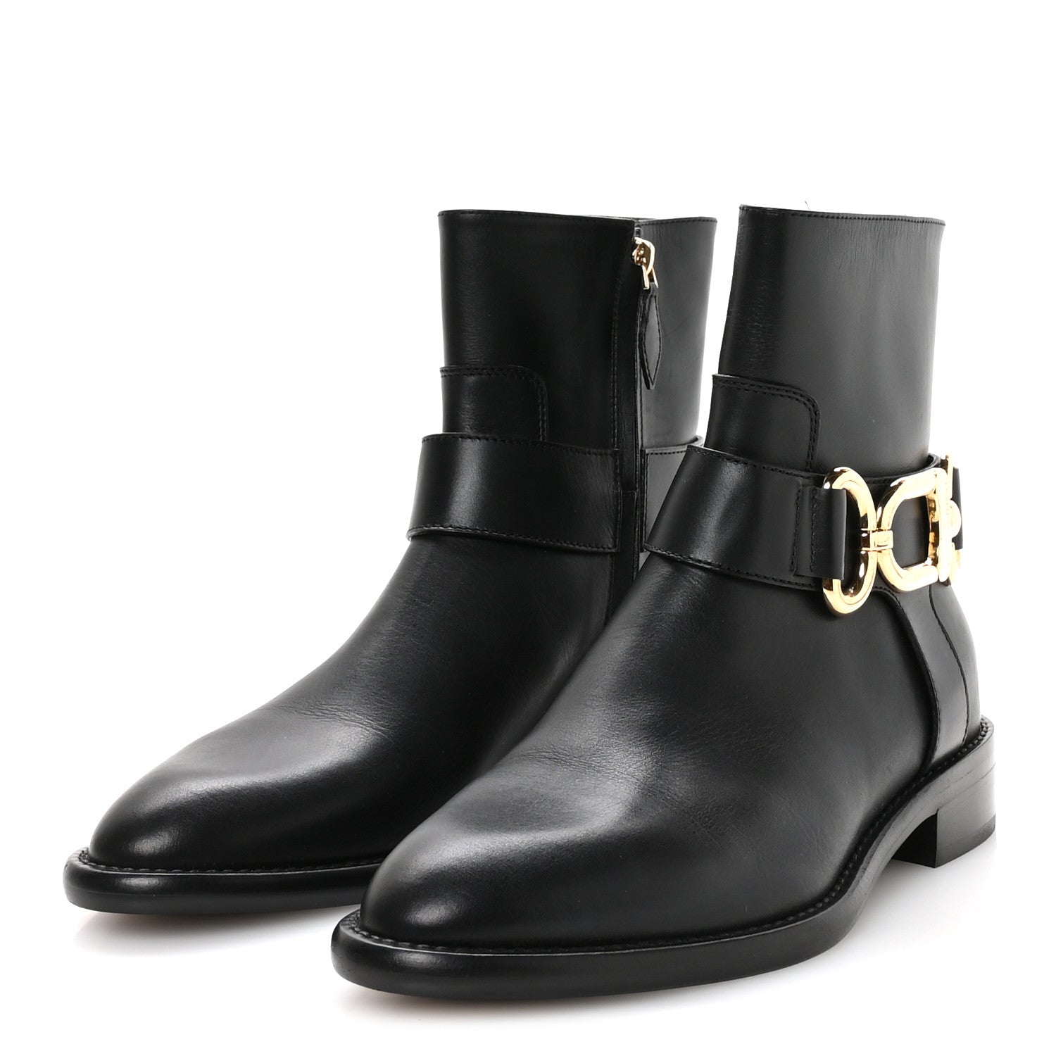Calfskin Westside Flat Ankle Boots 39 Black