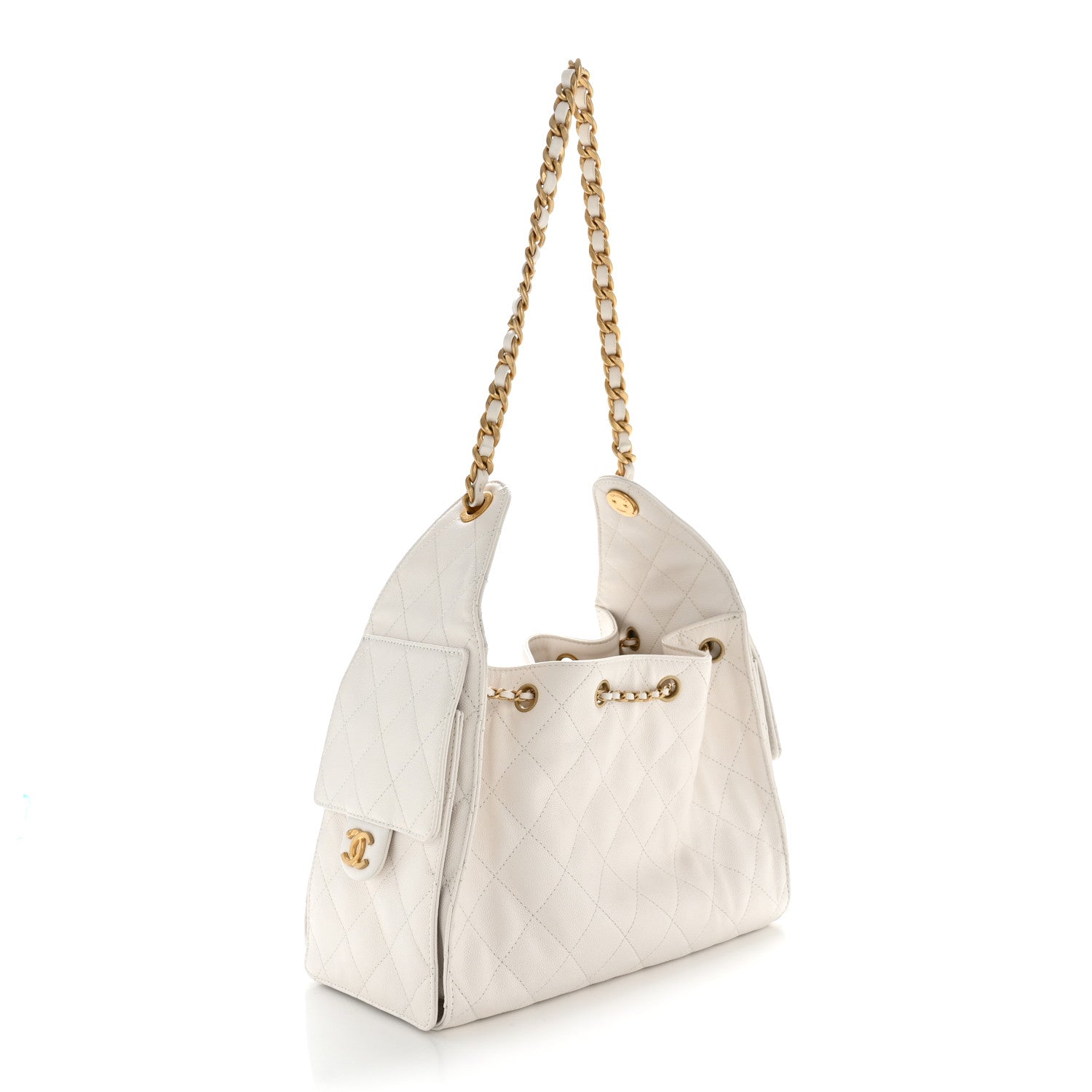 Caviar Quilted Small Chanel 25 Handbag White