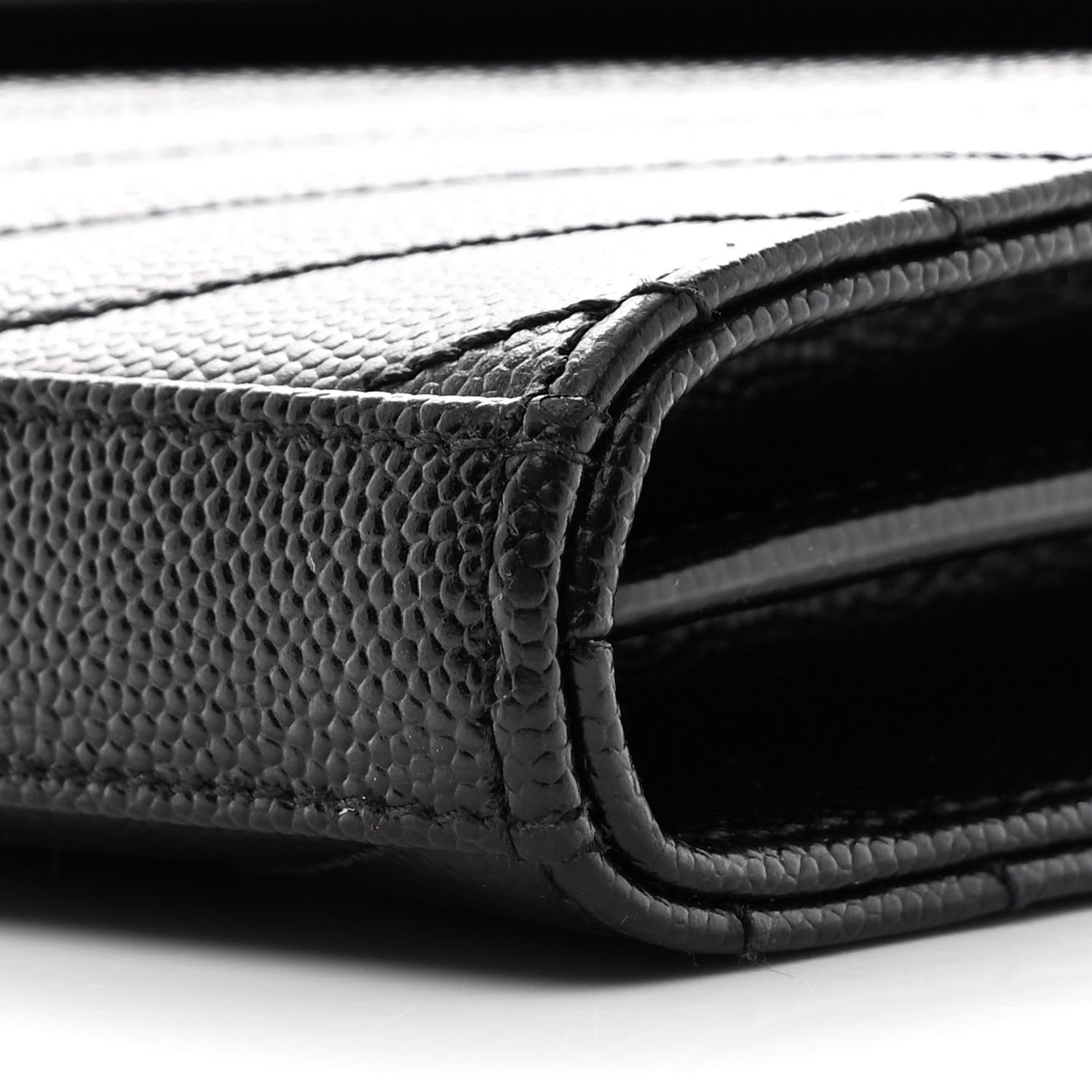 Grain De Poudre Matelasse Chevron Monogram Chain Wallet Black