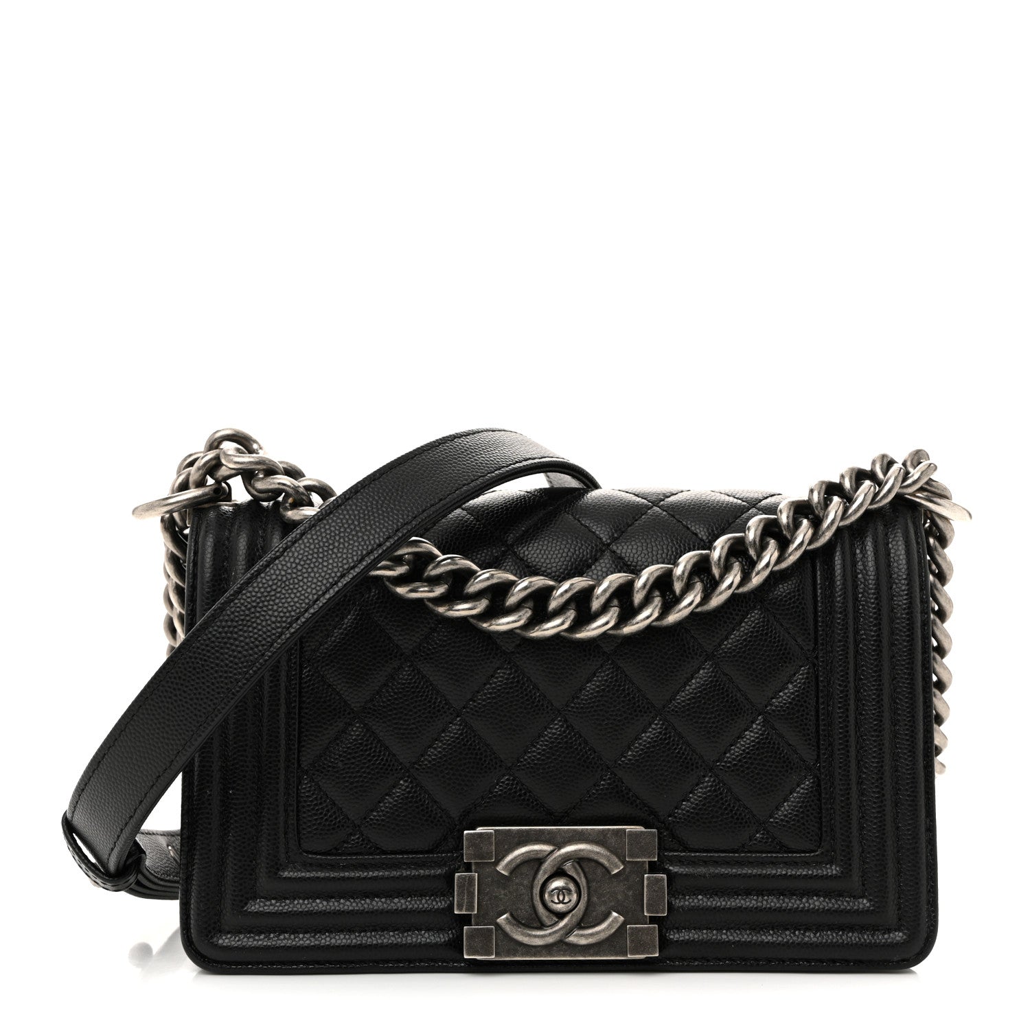 Caviar Quilted Small Boy Flap Black