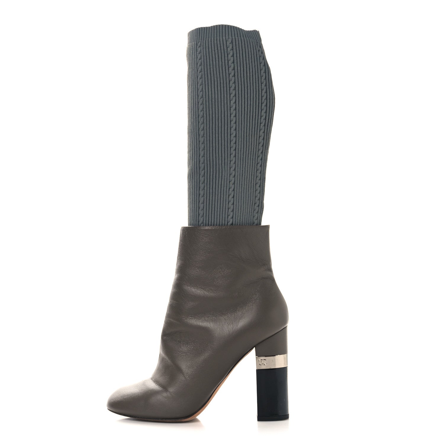 Kangaroo Knit CC Short Booties 37.5 Grey Black