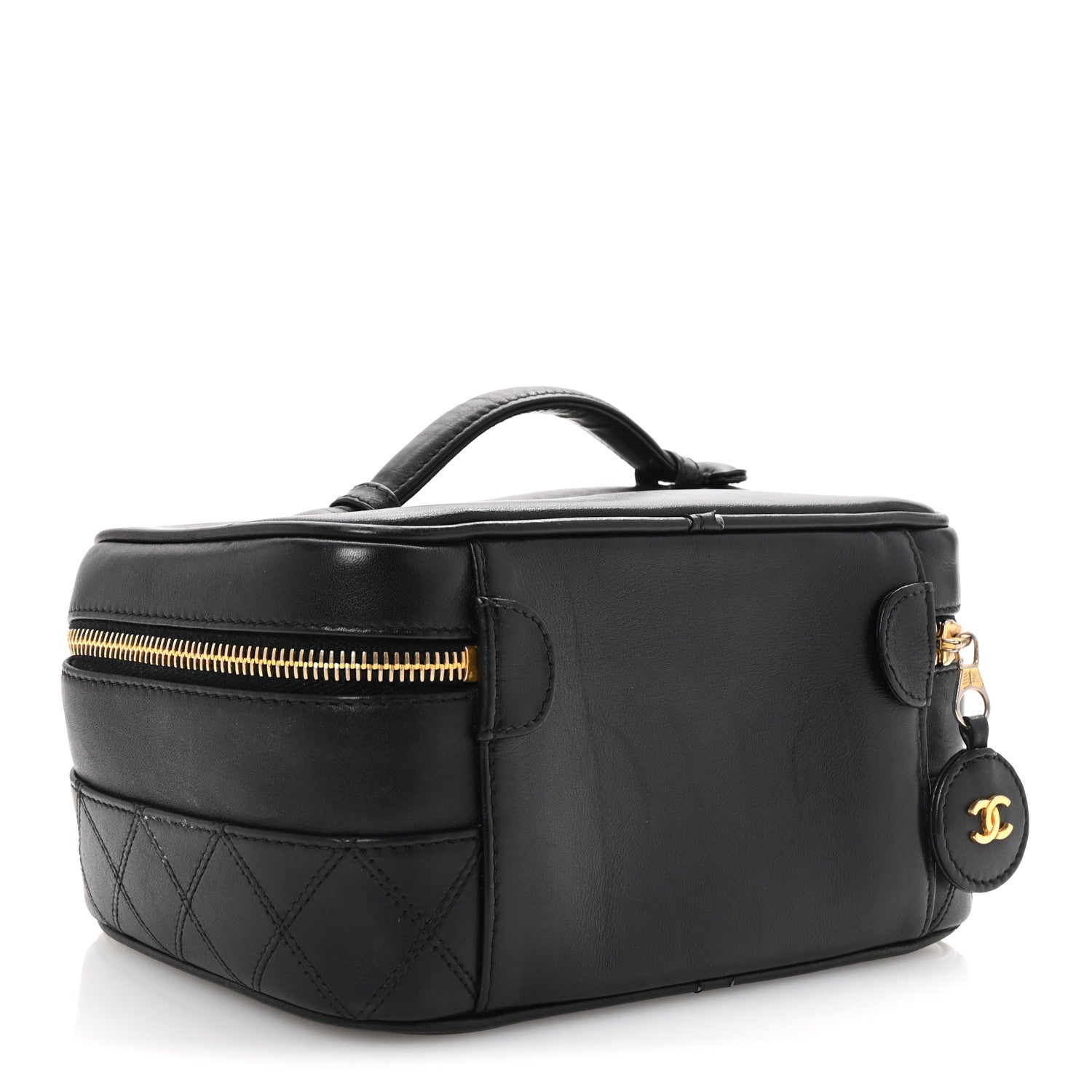 Lambskin Vanity Cosmetic Case Black