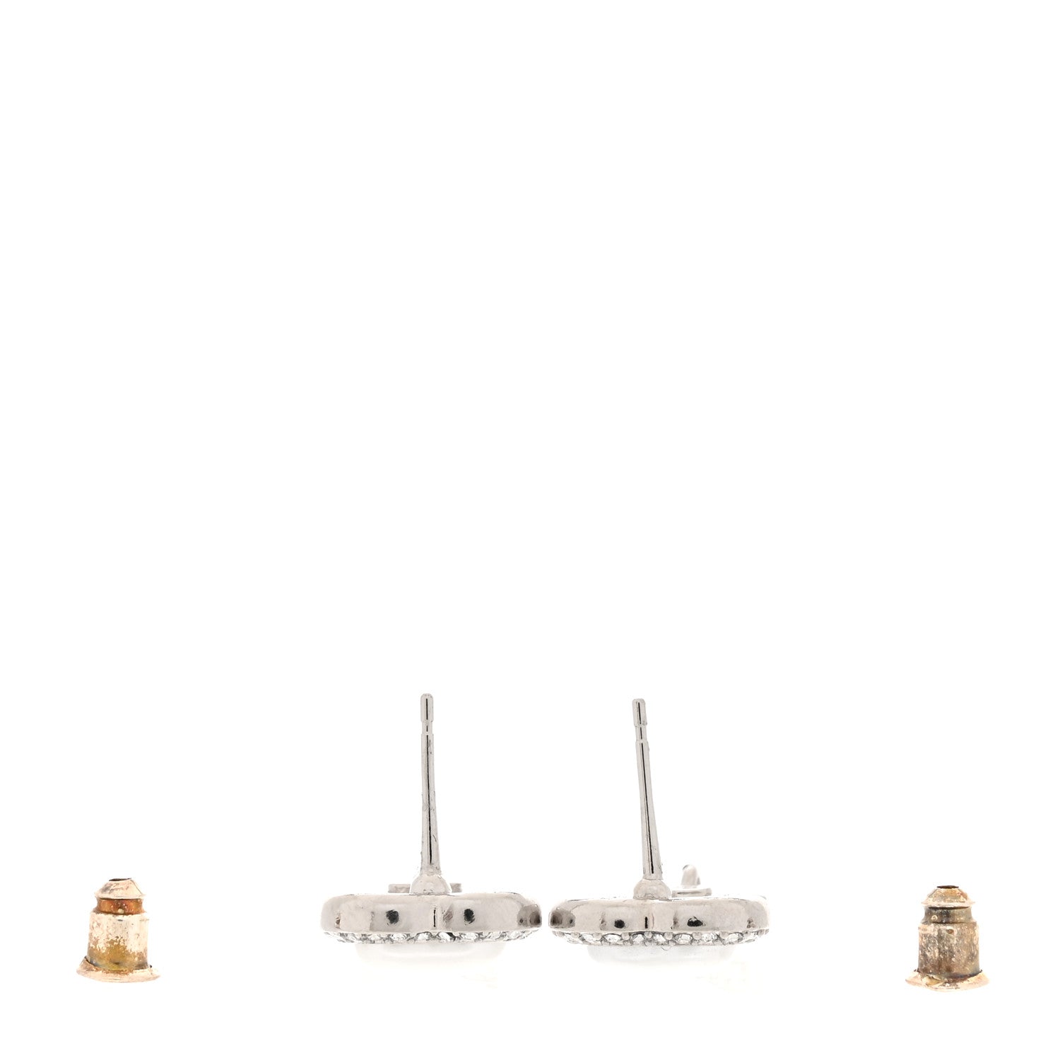 Pearl Crystal CC Heart Drop Earrings Silver