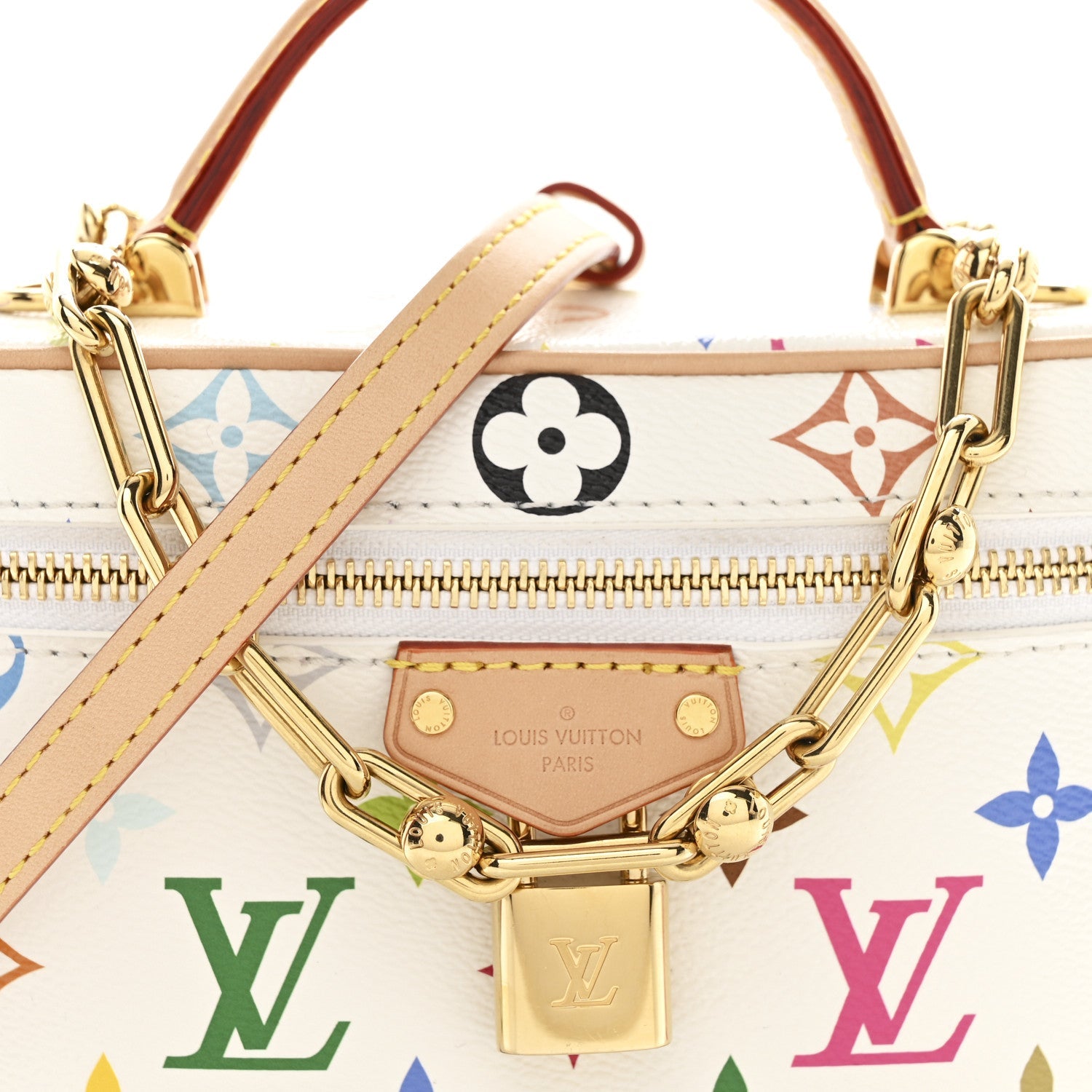 LV x TM Monogram Multicolor Vanity Chain Pouch White