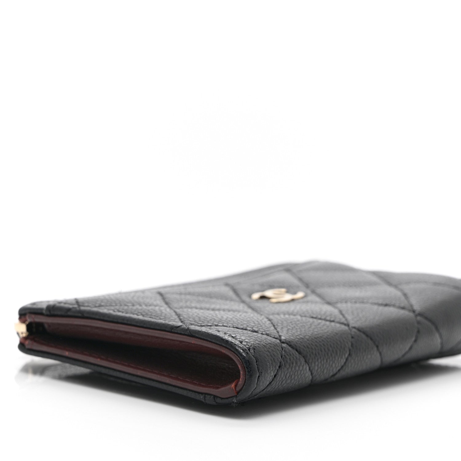 Caviar Quilted CC Zip Around Card Holder Black