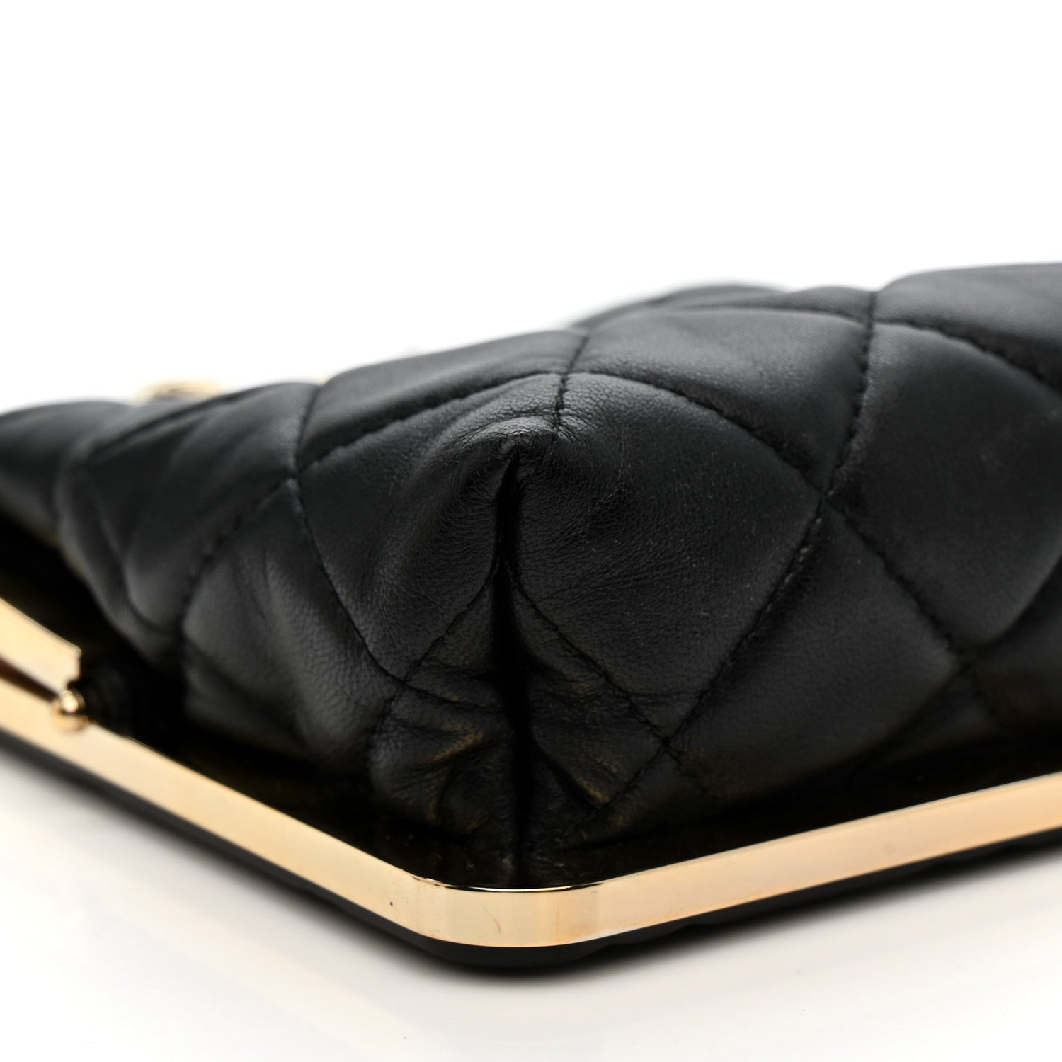 Lambskin Plexi Quilted CC Evening Clutch With Chain Black