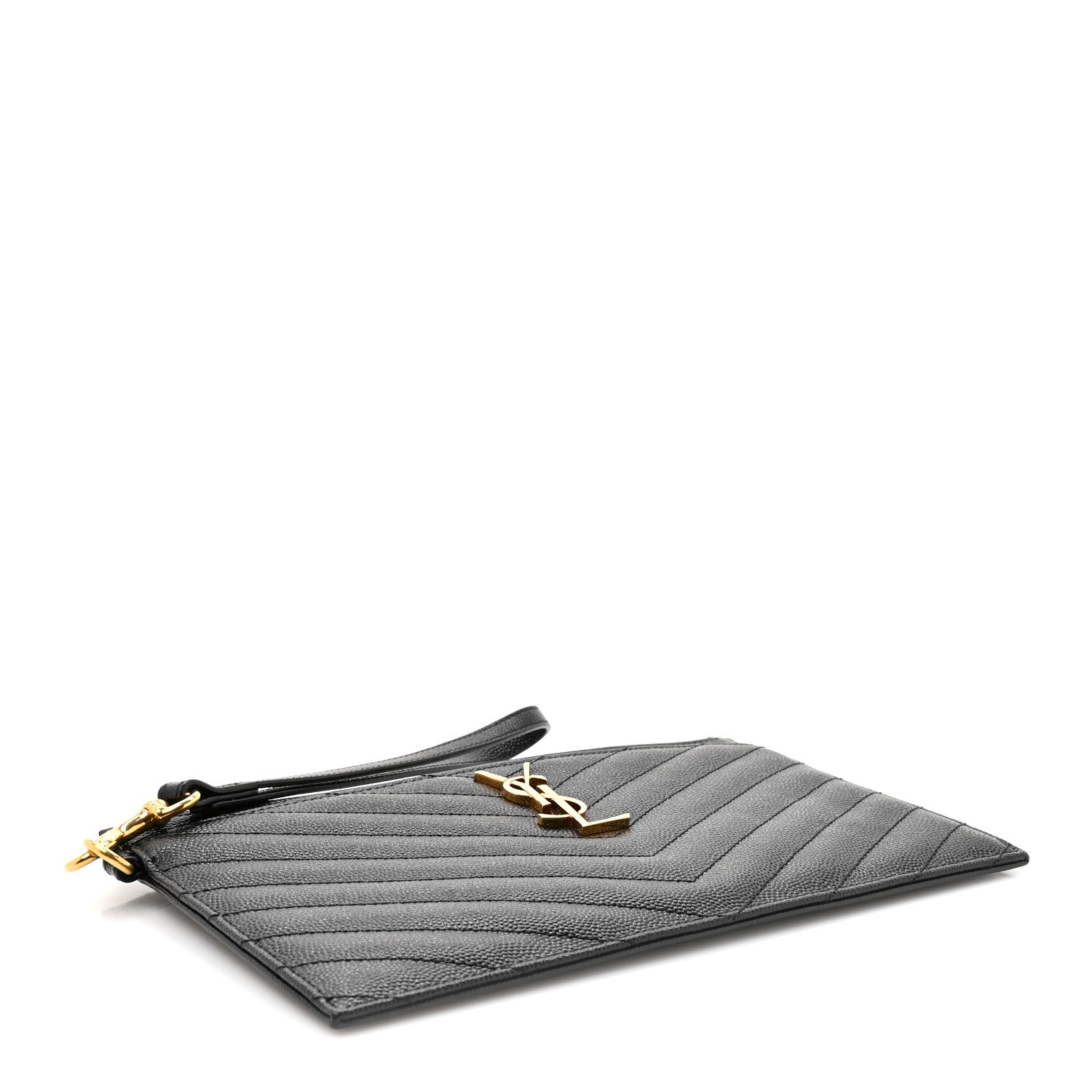 Grain De Poudre Chevron Monogram Large Bill Pouch Black