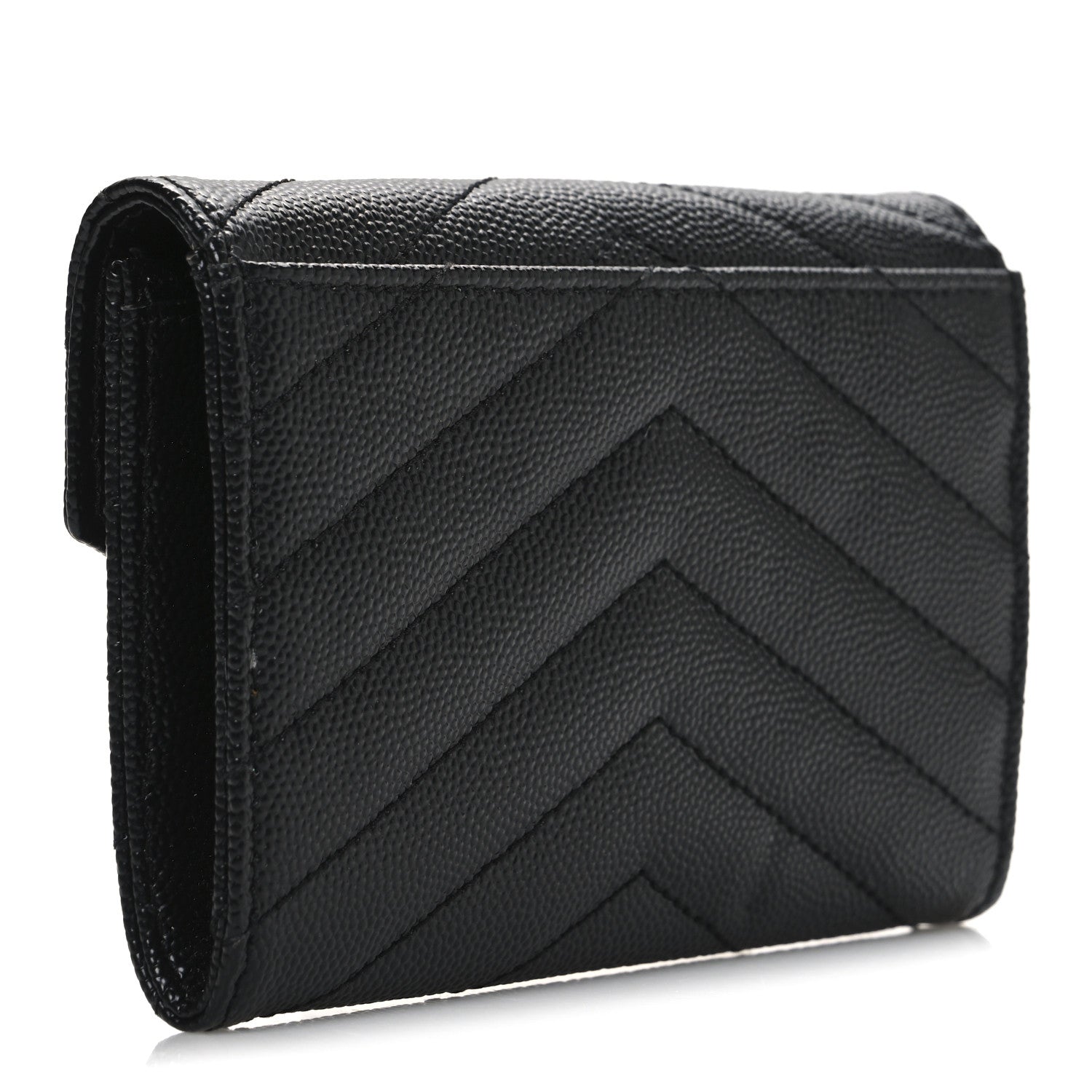 Grain De Poudre Matelasse Chevron Small Monogram Envelope Wallet Black