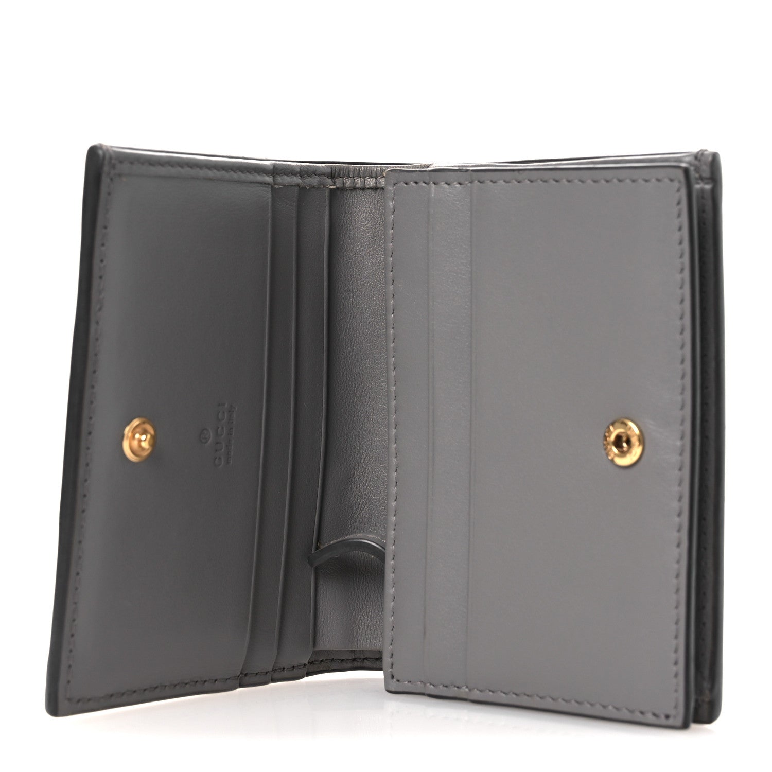 Calfskin GG Matelasse Card Case Wallet Grey