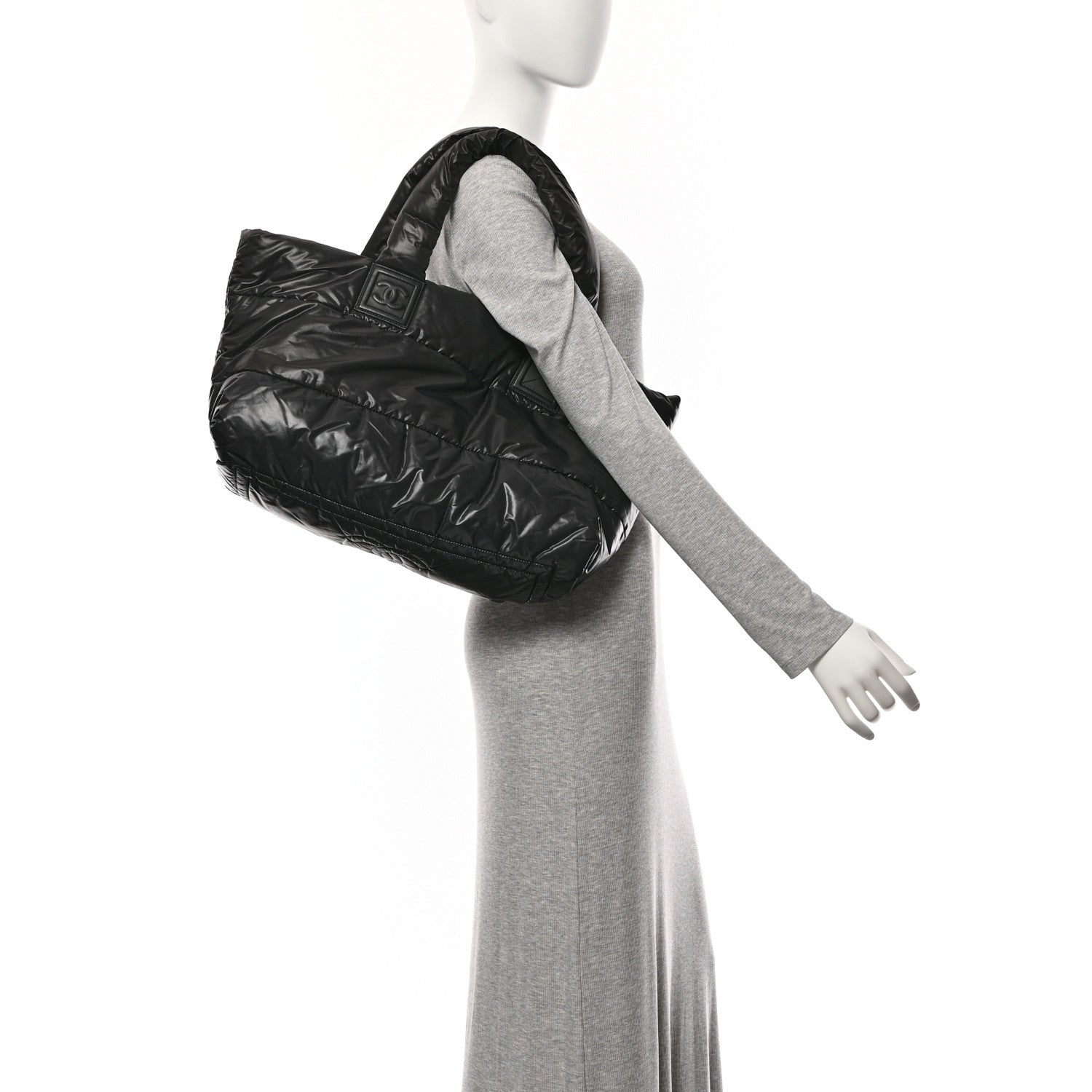 Lambskin Quilted Large Coco Cocoon Reversible Tote Black