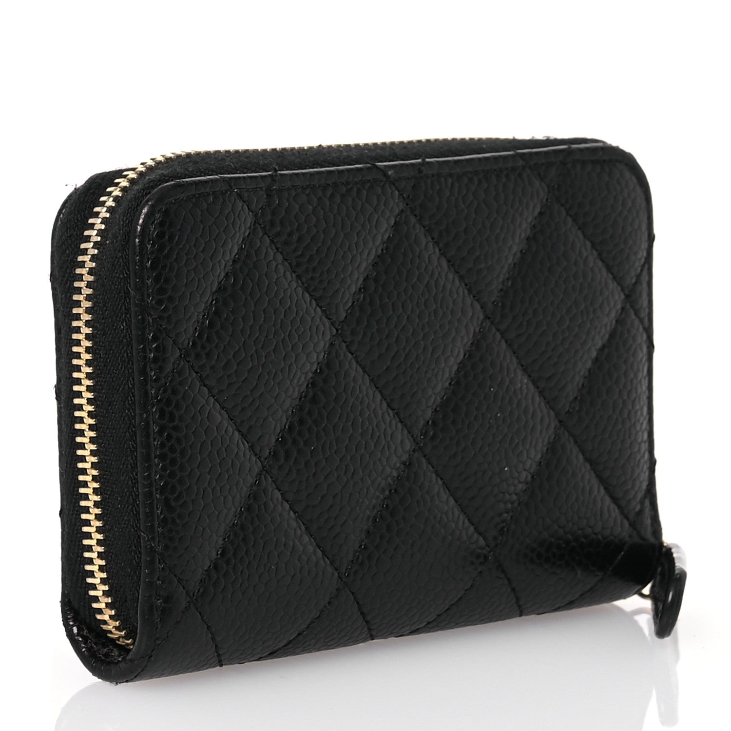 Caviar Quilted Classic Zipped Coin Purse Black